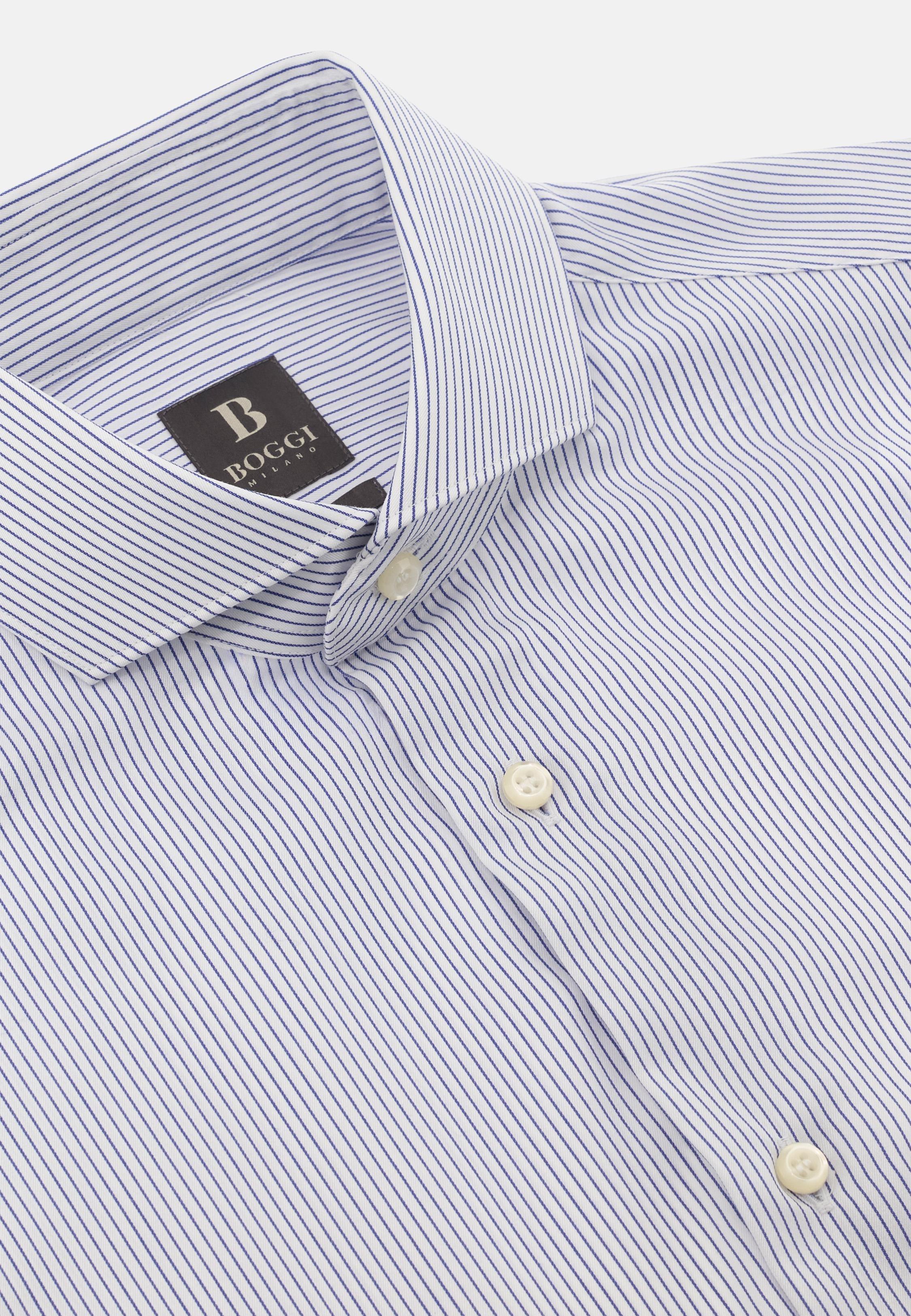 BLUE Slim Fit Striped Cotton Shirt, Navy blue, medium