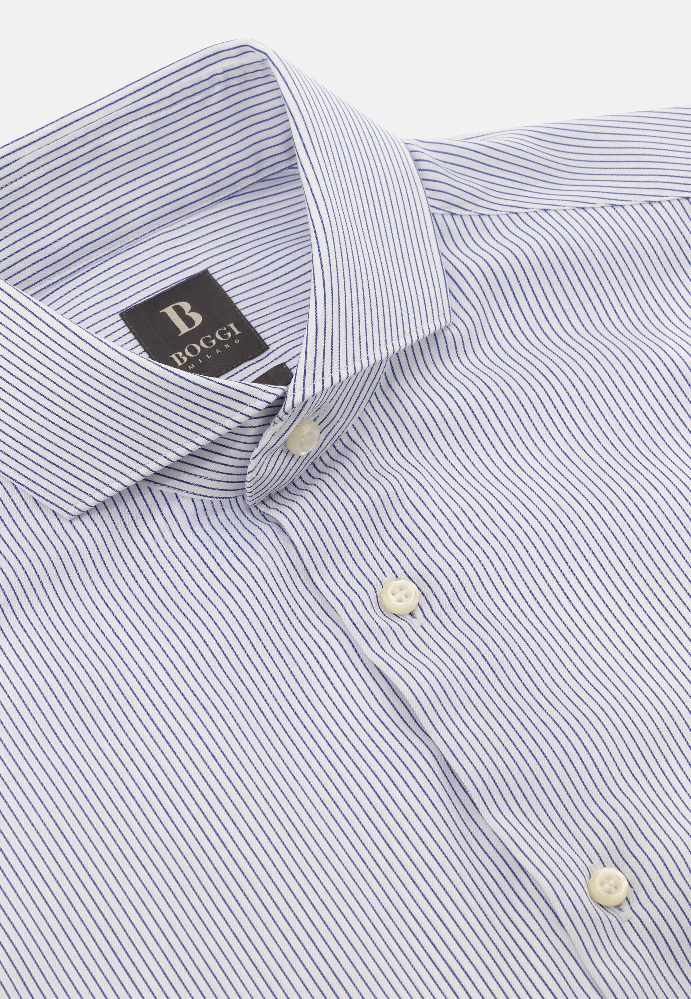 NAVY Slim Fit Striped Cotton Shirt, Navy blue, large image number 3