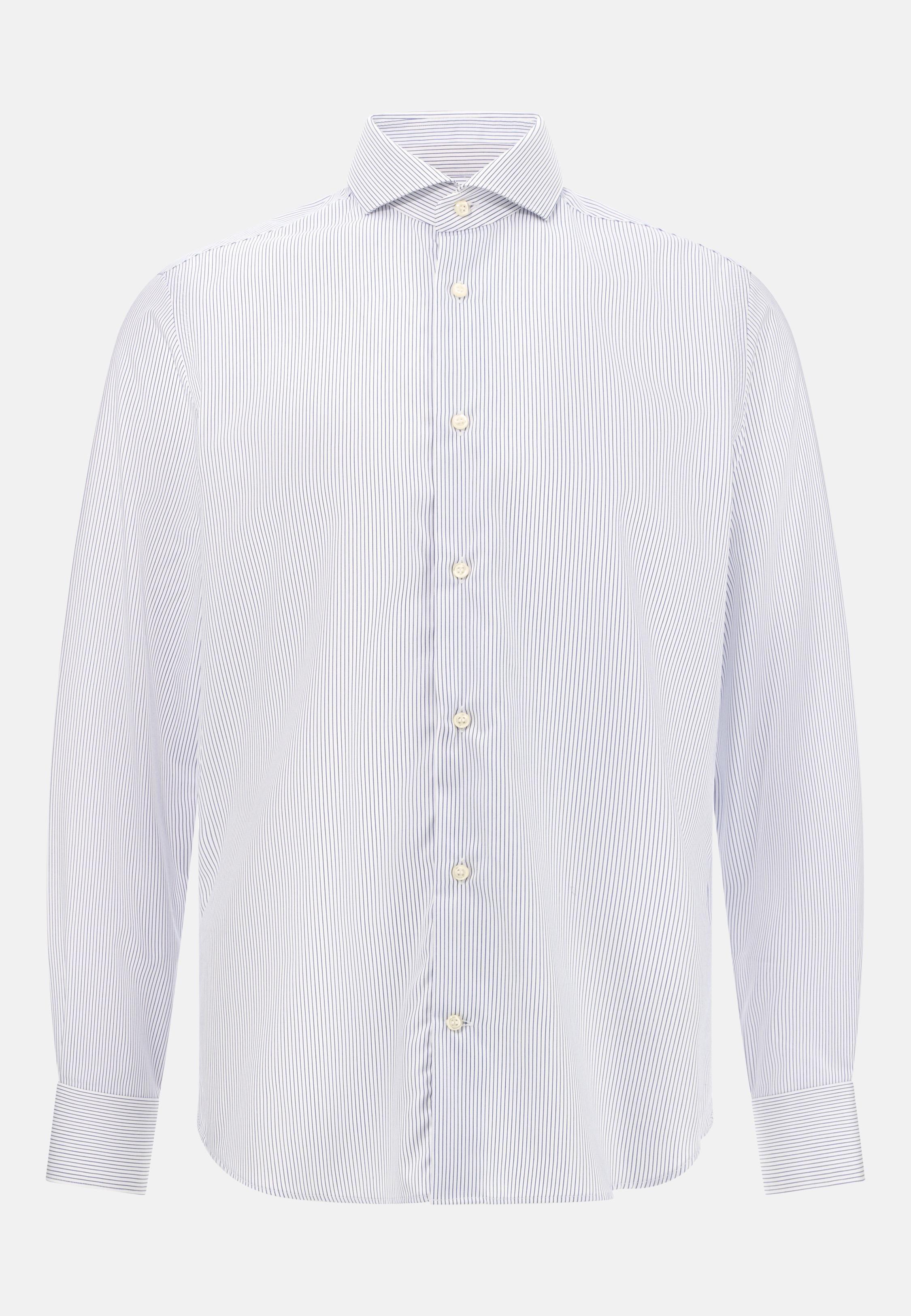 BLUE Slim Fit Striped Cotton Shirt, Navy blue, medium