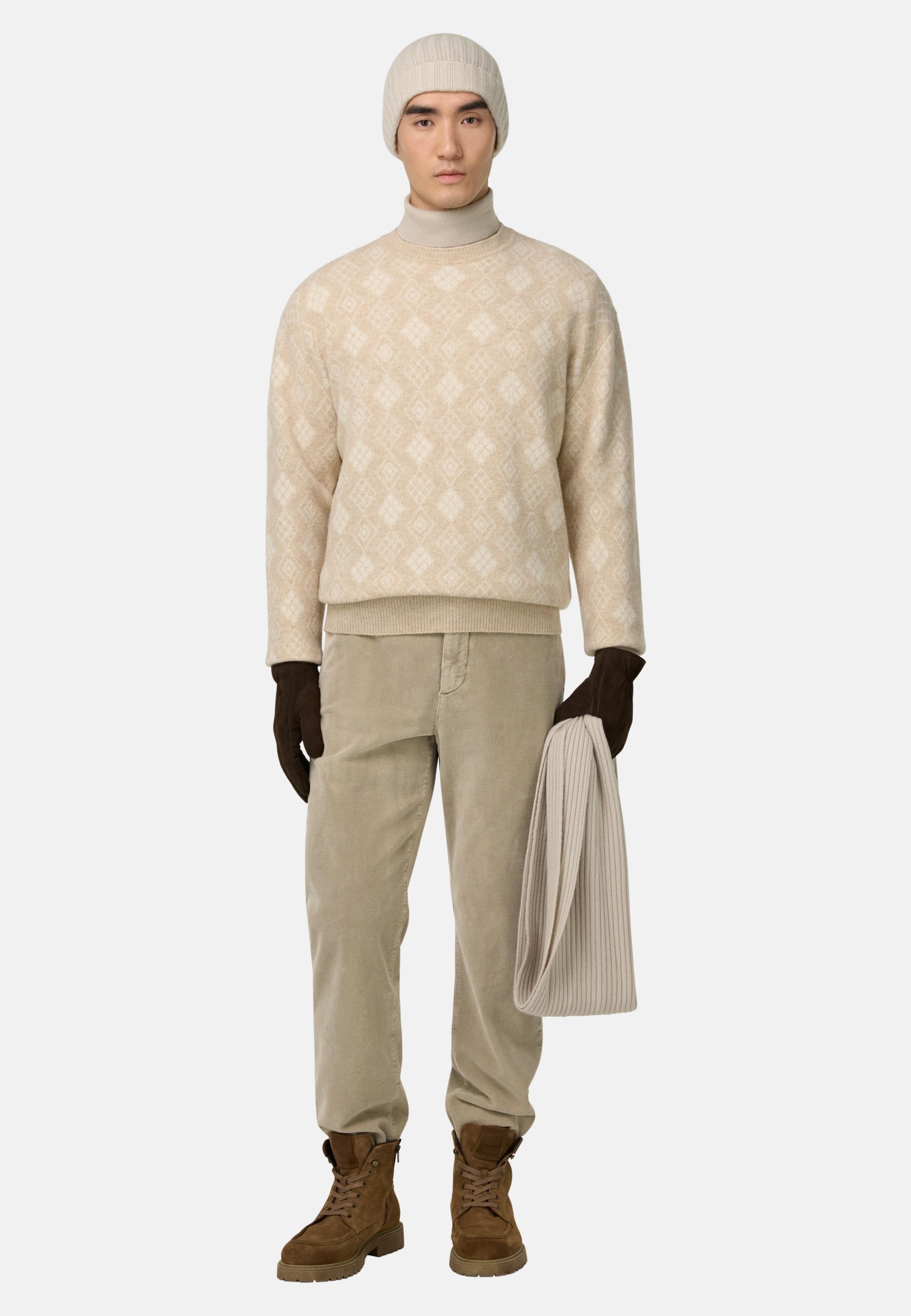 Trousers in Stretch Velvet Beige, Beige, large image number 1