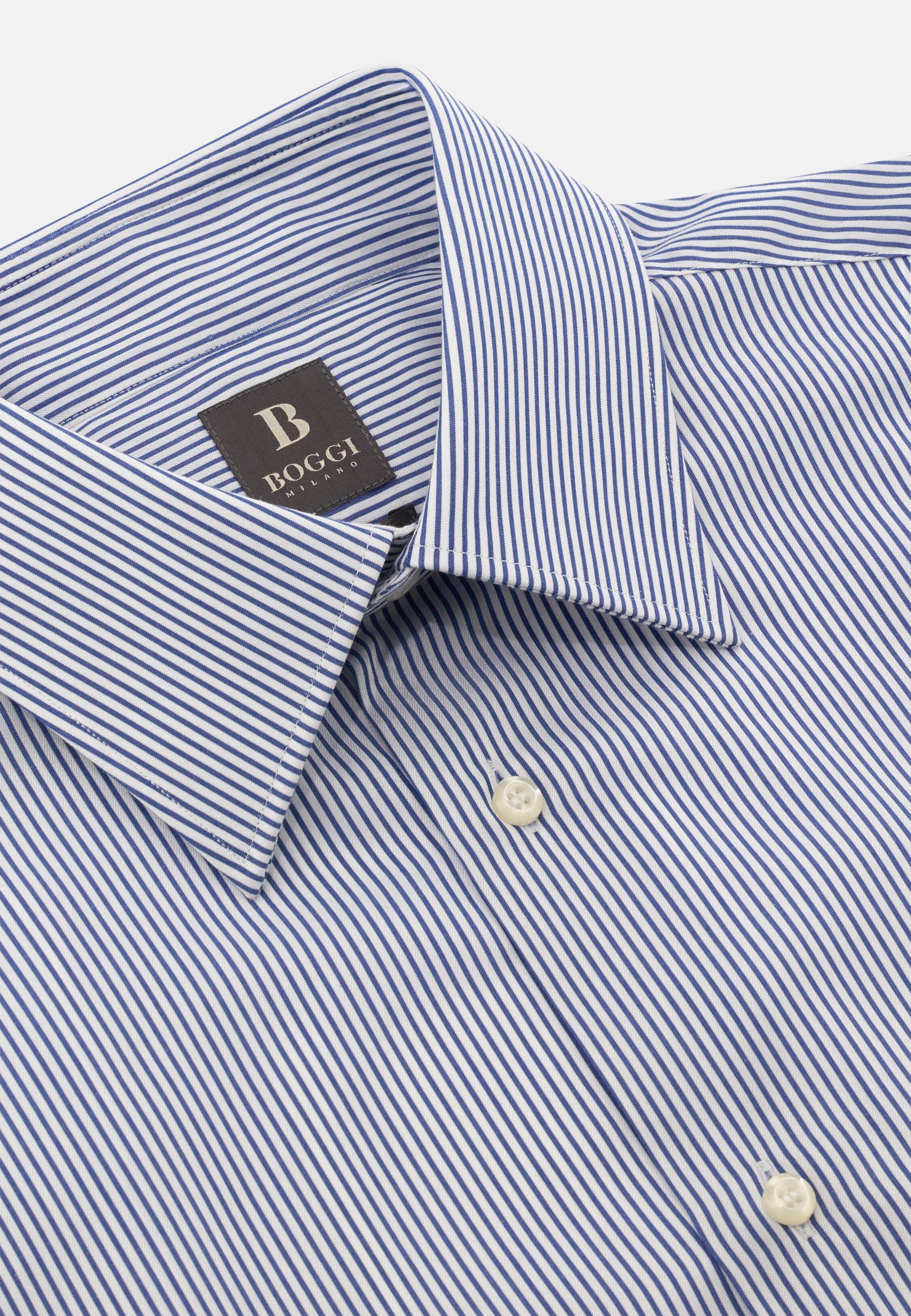 Regular Fit Striped Cotton Shirt Blue, Navy blue, large image number 3