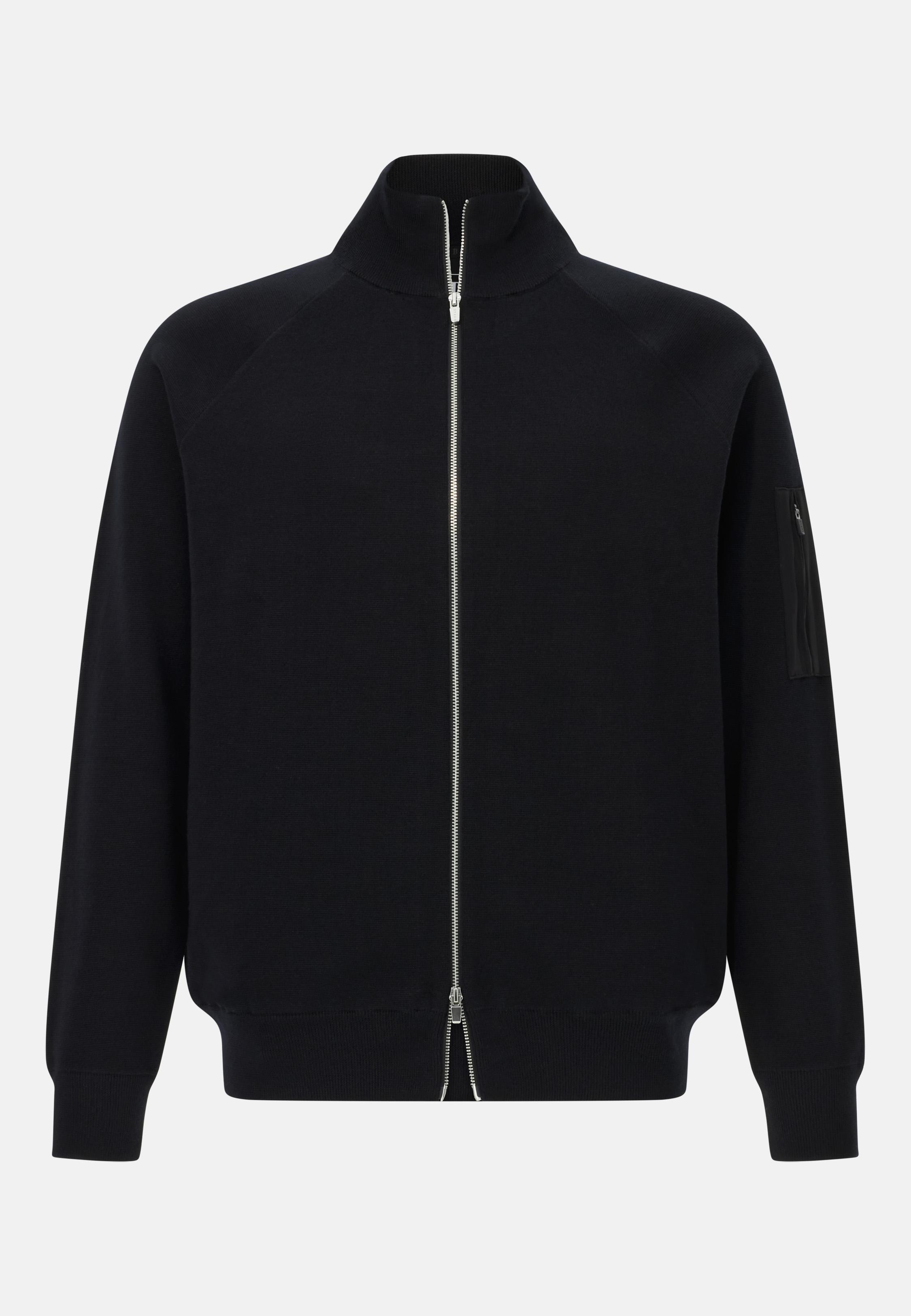 Tech Bomber Jacket in Merino Wool Black, , large image number 3