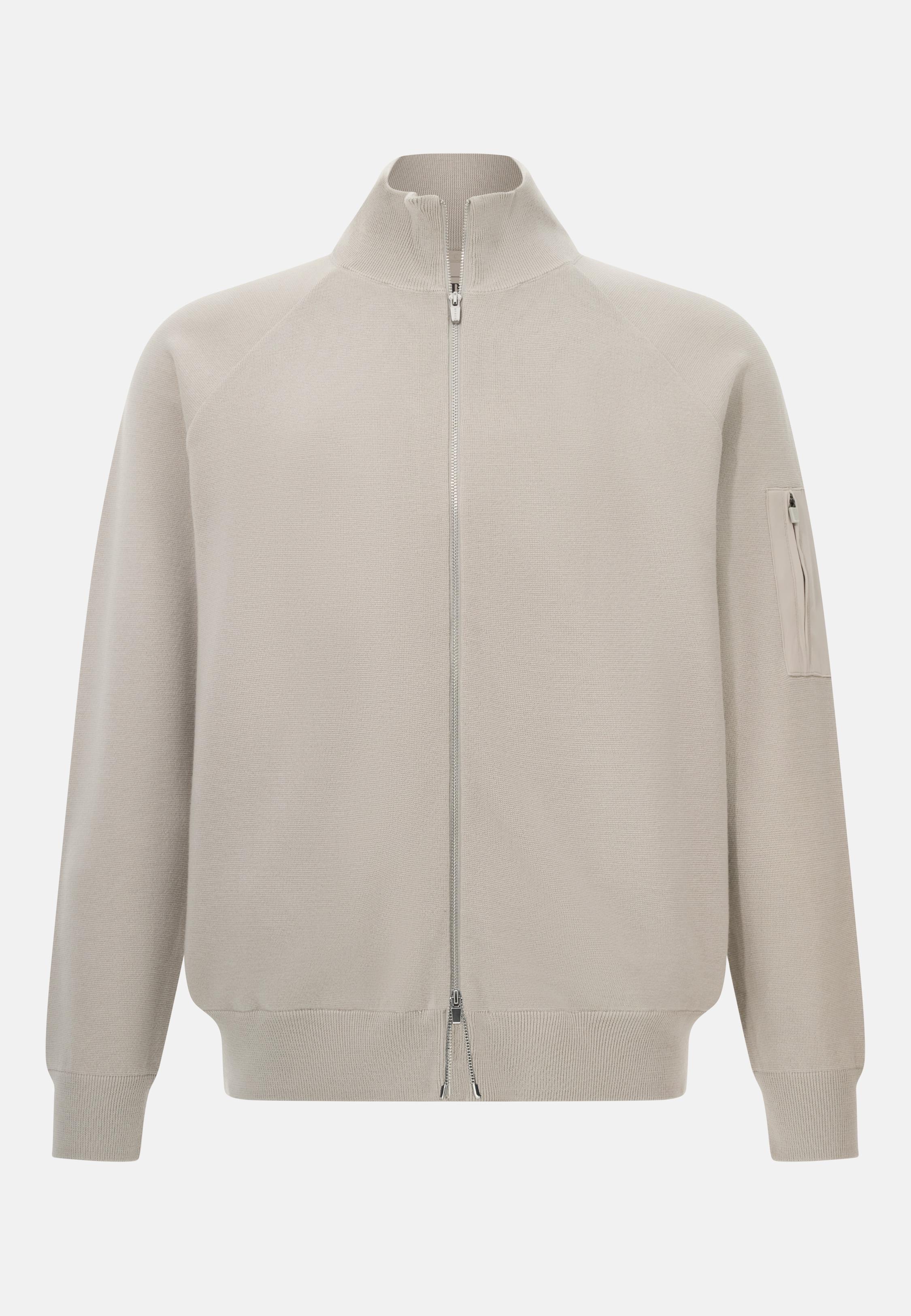 Tech Bomber Jacket in Merino Wool Beige, , large image number 3