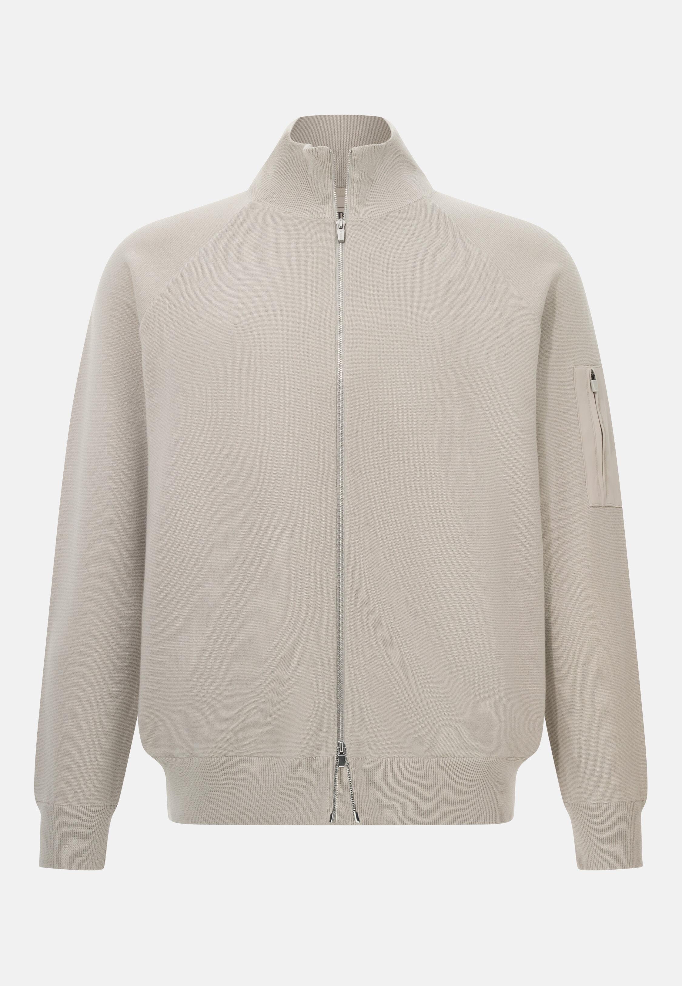 Tech Bomber Jacket in Merino Wool Beige, Sand, large image number 4