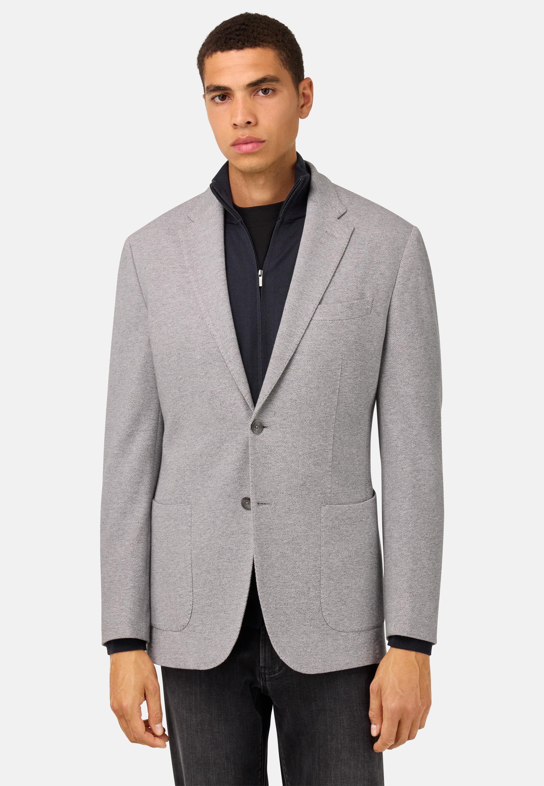 B Jersey Diagonal Jacket in a Cotton Blend Grey, Light grey, medium