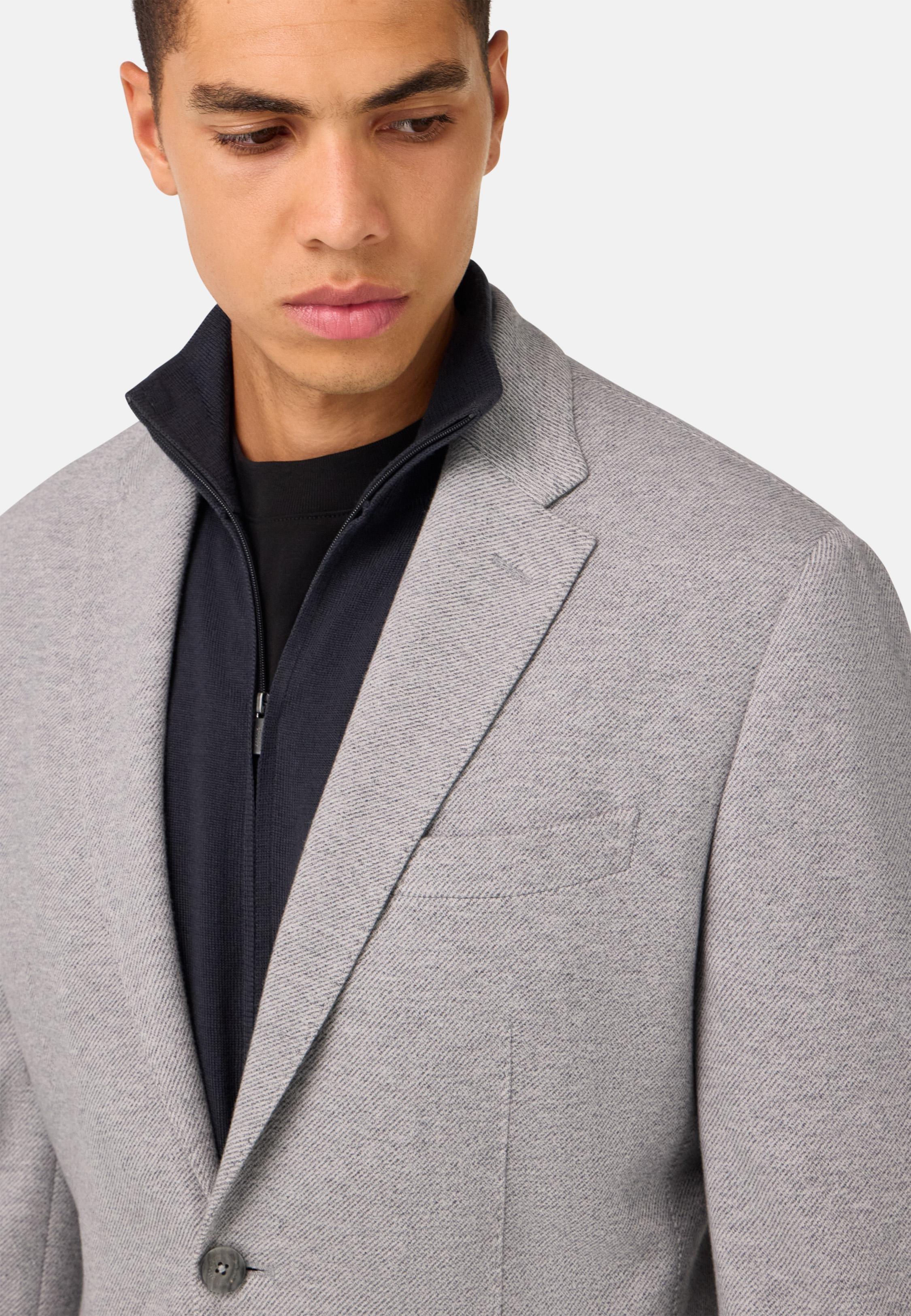 B Jersey Diagonal Jacket in a Cotton Blend Grey, Light grey, medium