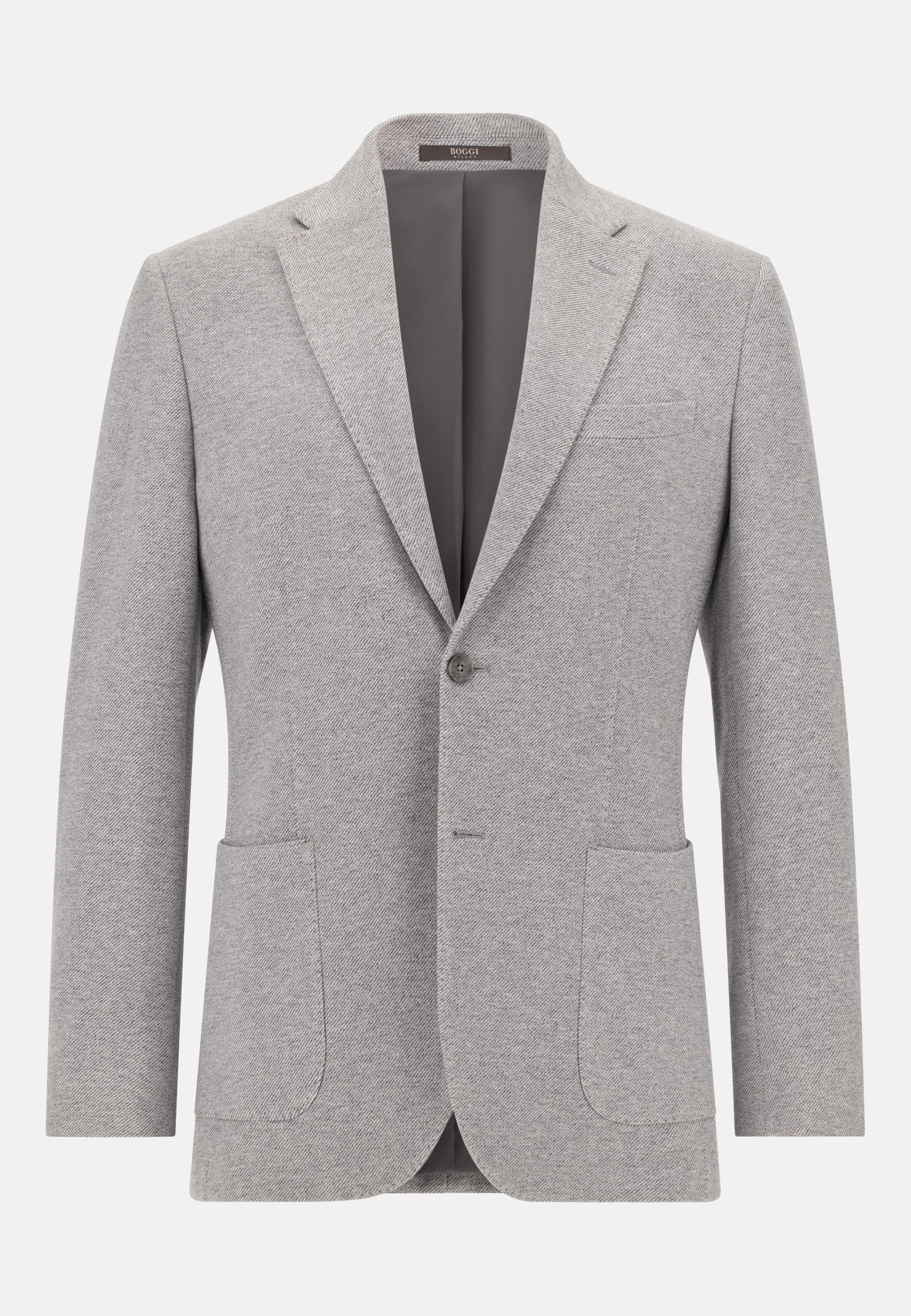 B Jersey Diagonal Jacket in a Cotton Blend Grey, Light grey, medium
