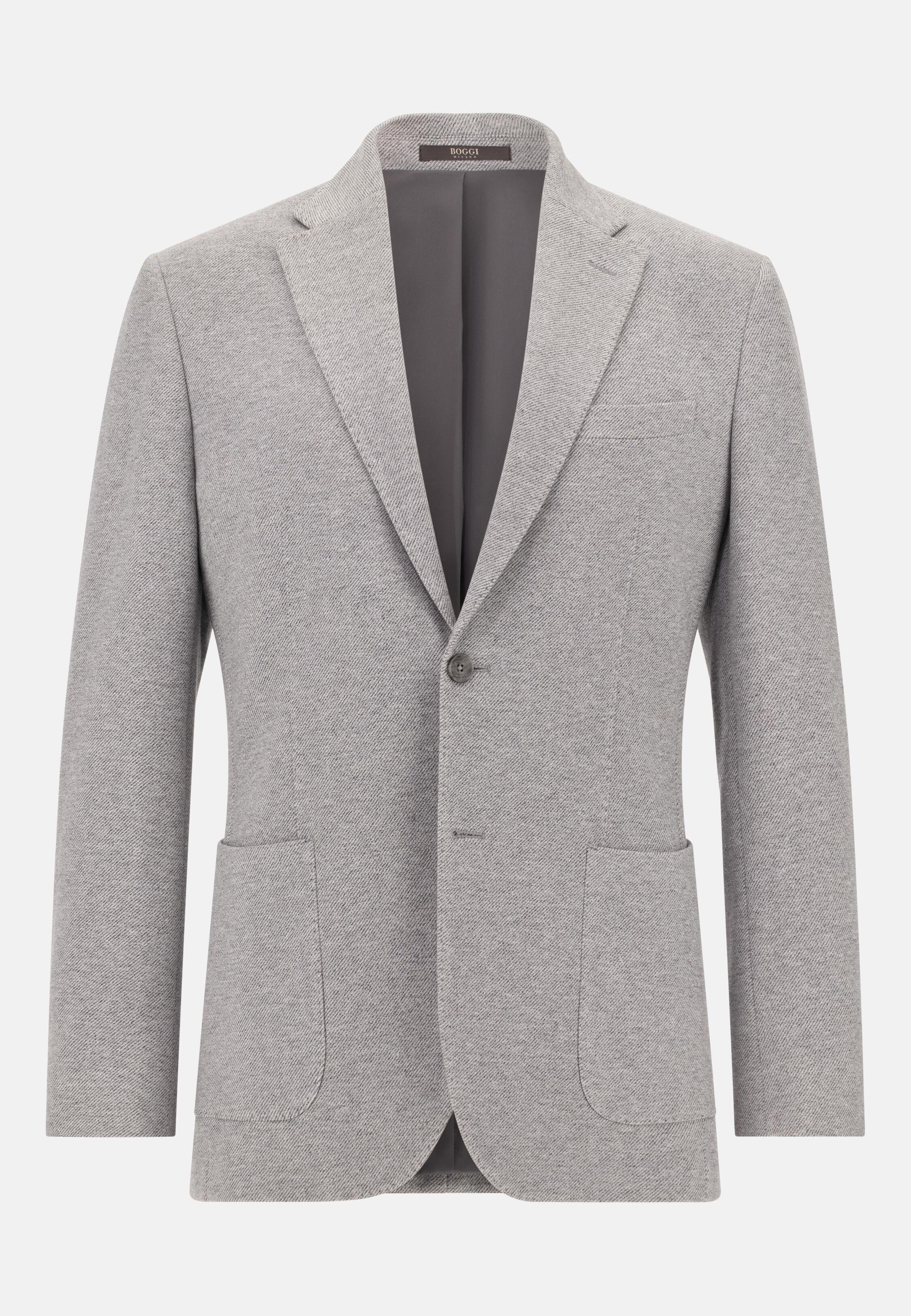 B Jersey Diagonal Jacket in a Cotton Blend Grey, Light grey, large image number 4