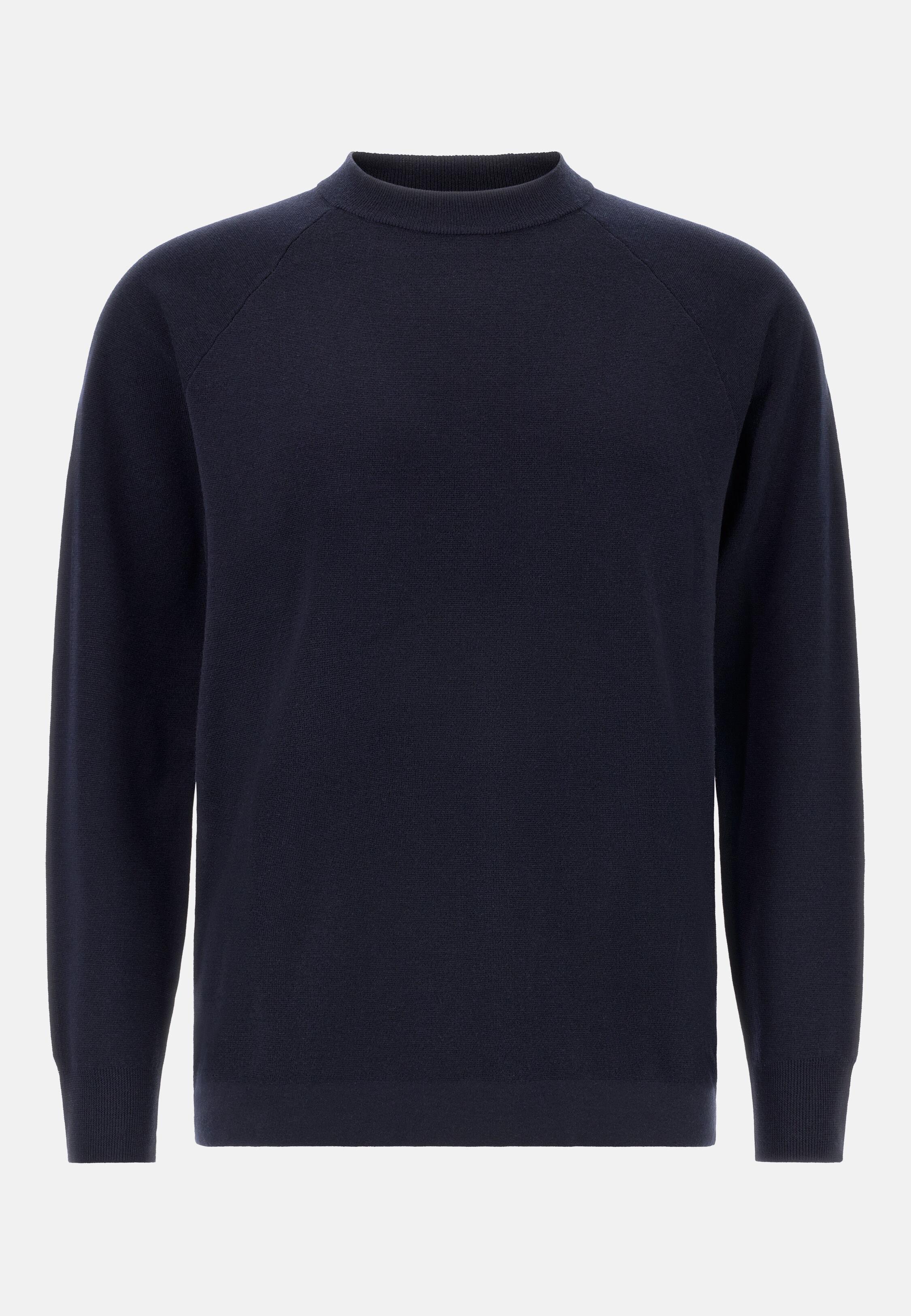 Crew Neck Jumper in Superfine Wool Blue, Navy blue, large image number 4