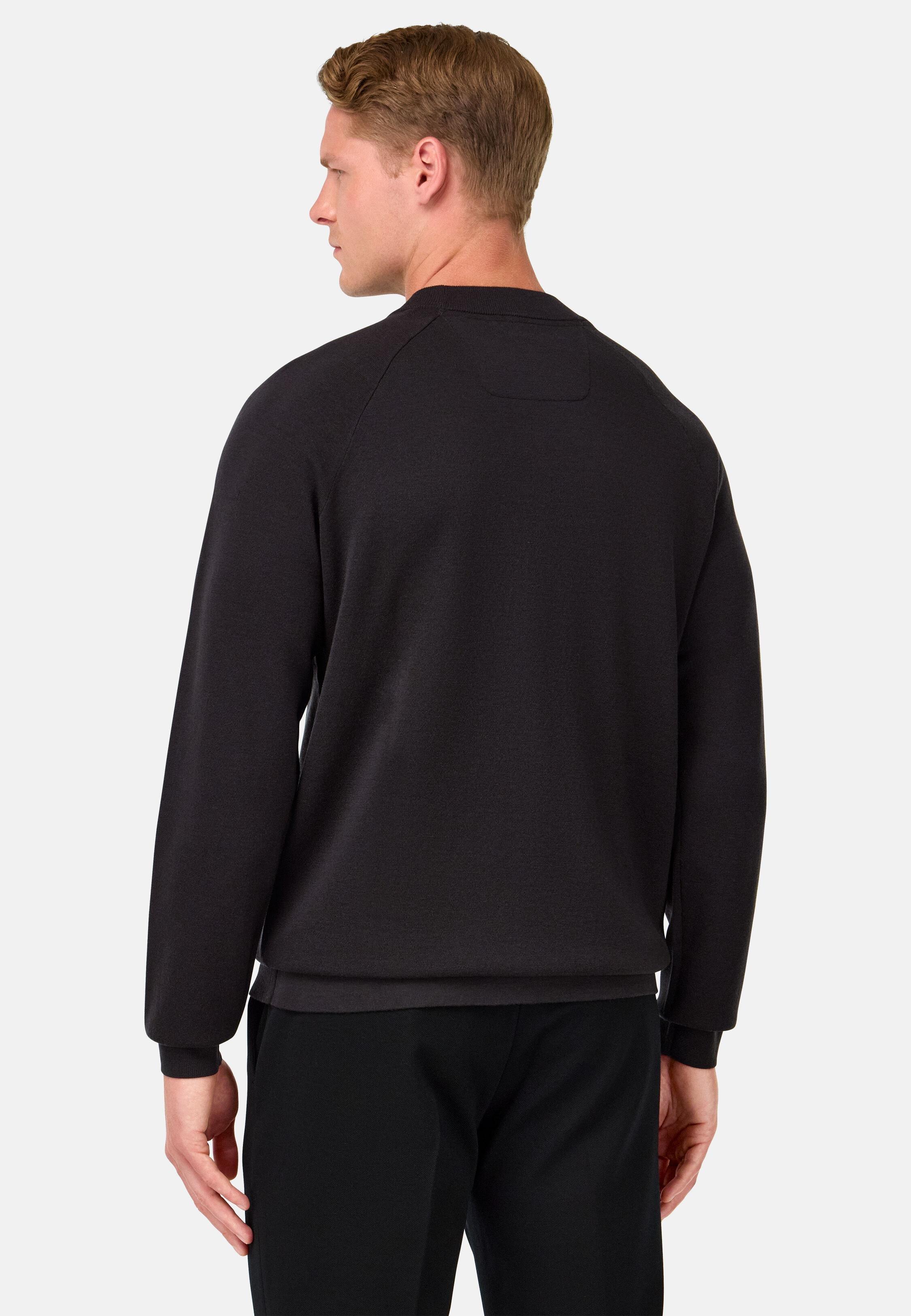 Crew Neck Jumper in Superfine Wool Brown, 3901_DKBR, medium
