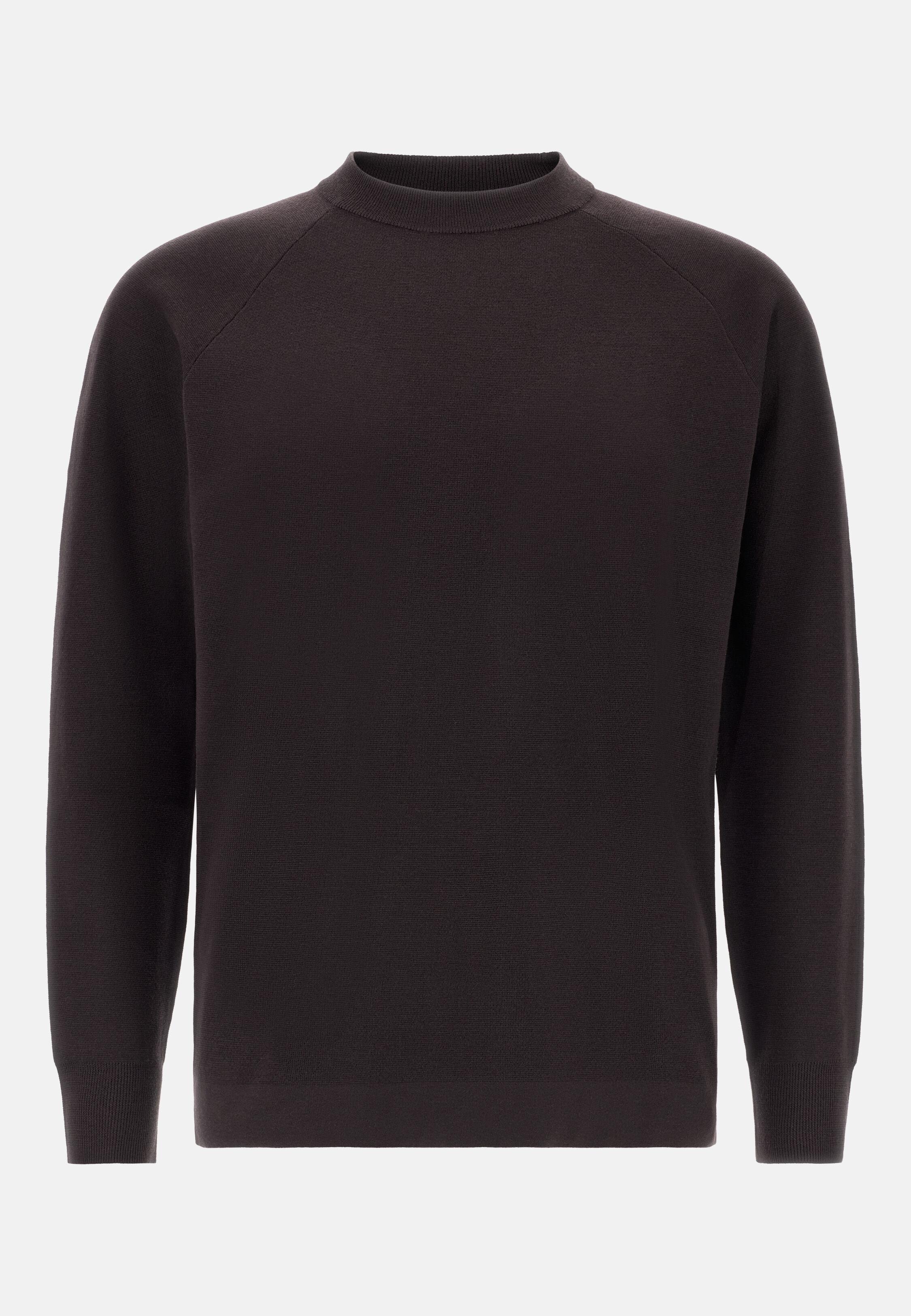 Crew Neck Jumper in Superfine Wool Brown, Dark brown, large image number 3