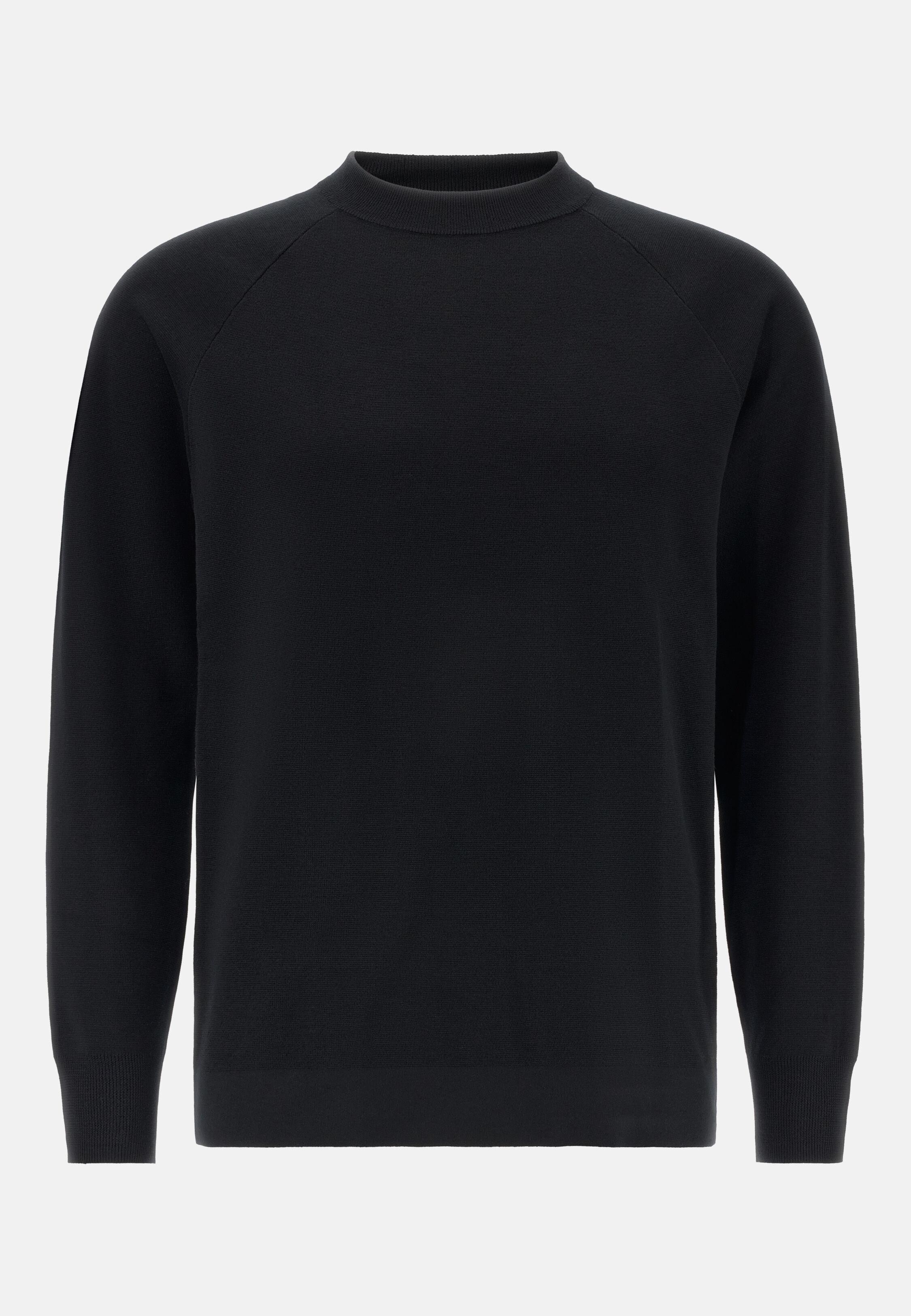 Crew Neck Jumper in Superfine Wool Black, Black, large image number 4