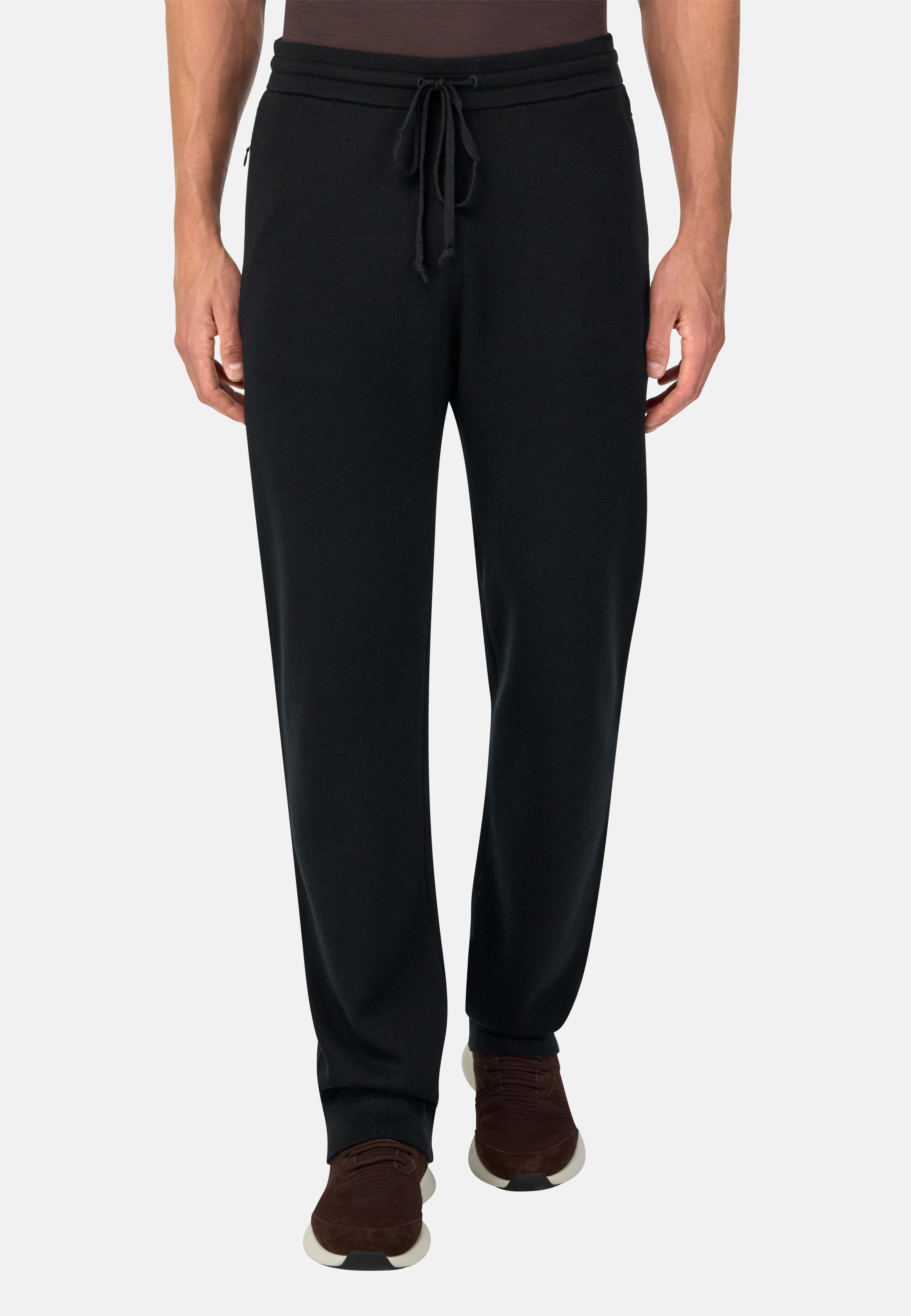 Knitted Trousers in Superfine Merino Wool Black, Black, medium