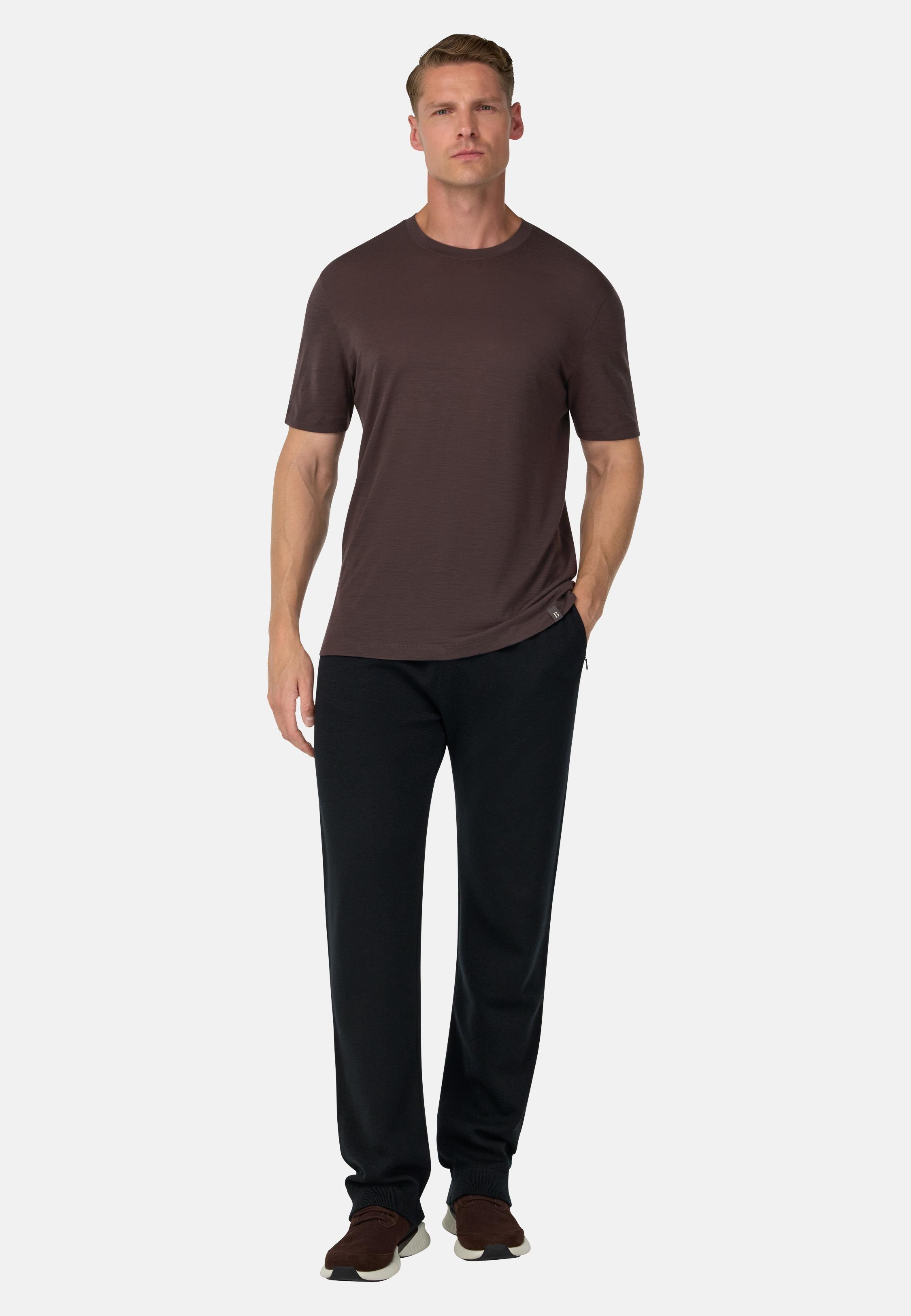 BLACK Knitted Trousers in Superfine Merino Wool, , large image number 1