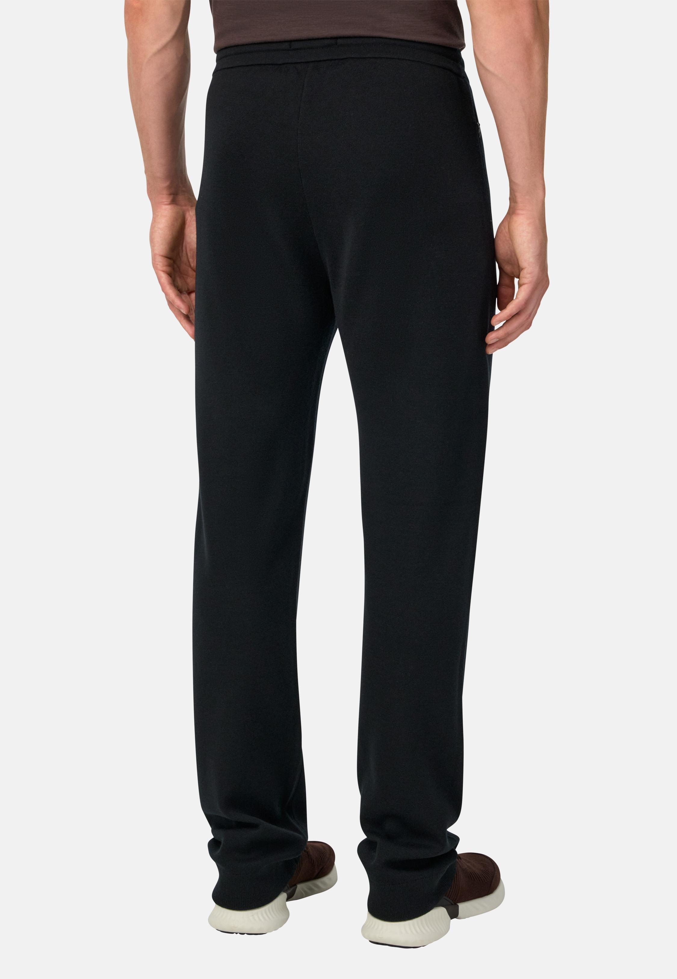 Knitted Trousers in Superfine Merino Wool Black, Black, medium