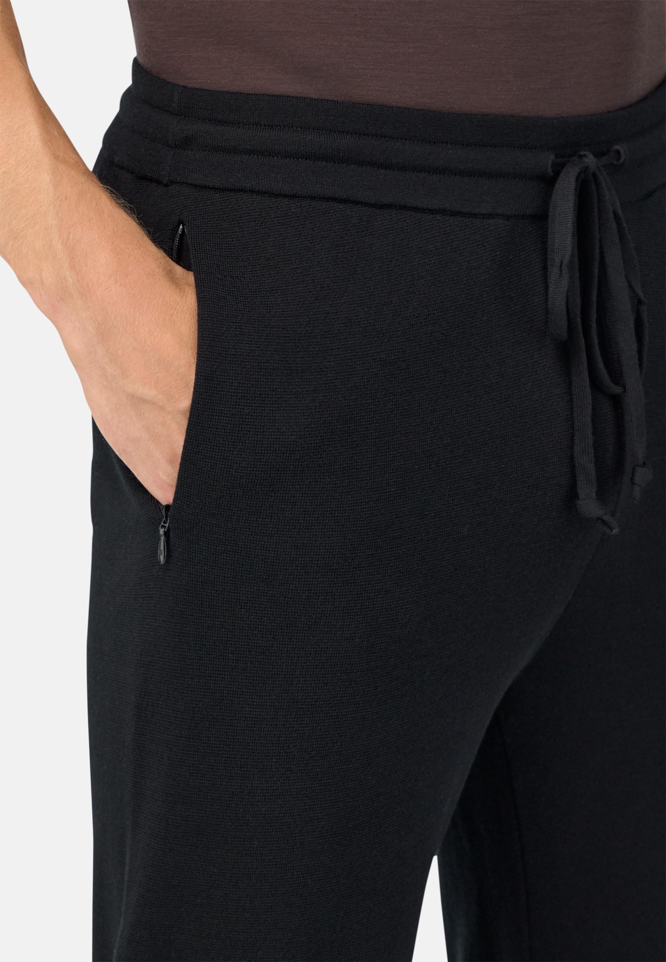 Knitted Trousers in Superfine Merino Wool Black, Black, large image number 3