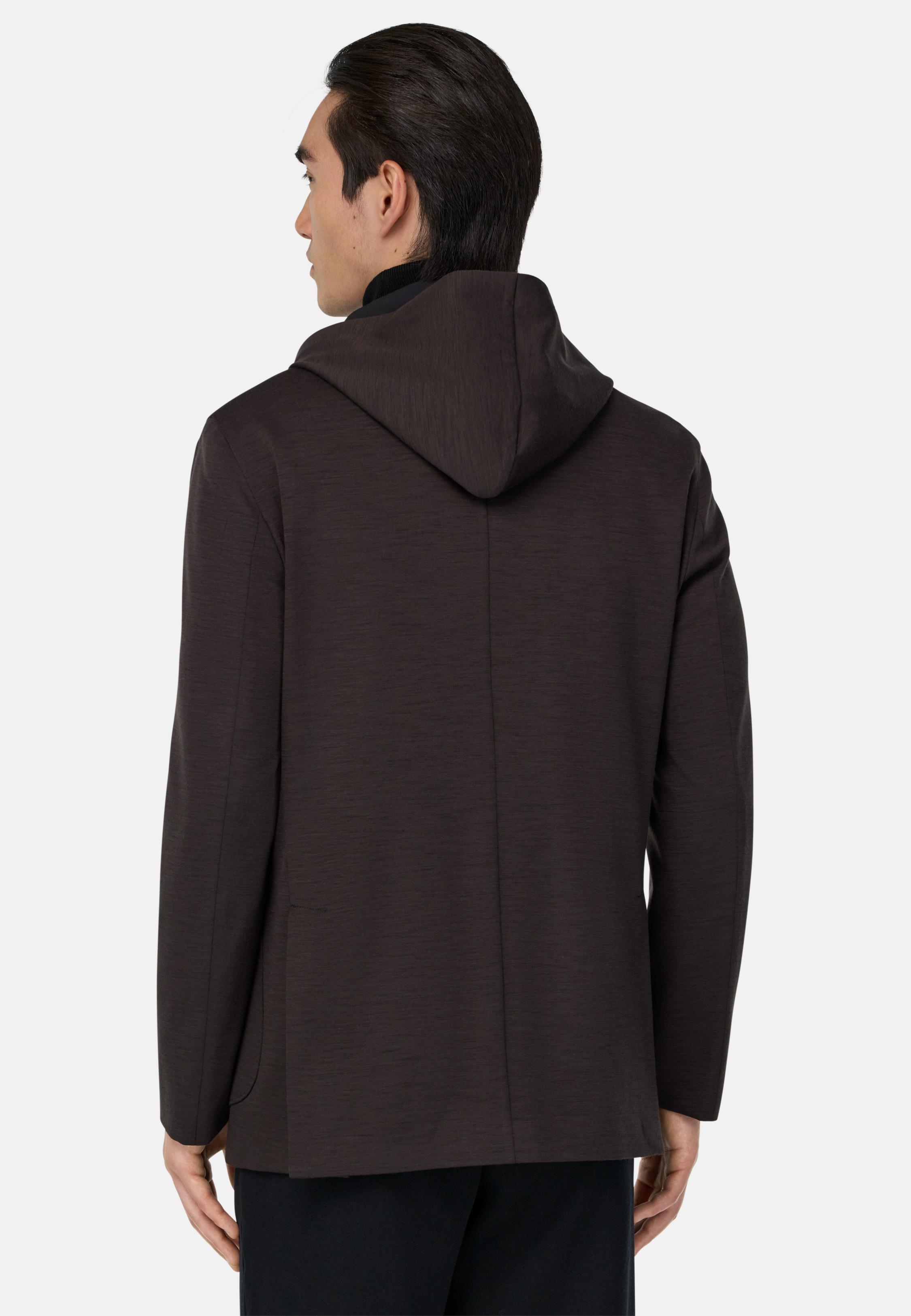 Madison Sweatshirt Jacket in a Wool Blend Brown, Brown, medium