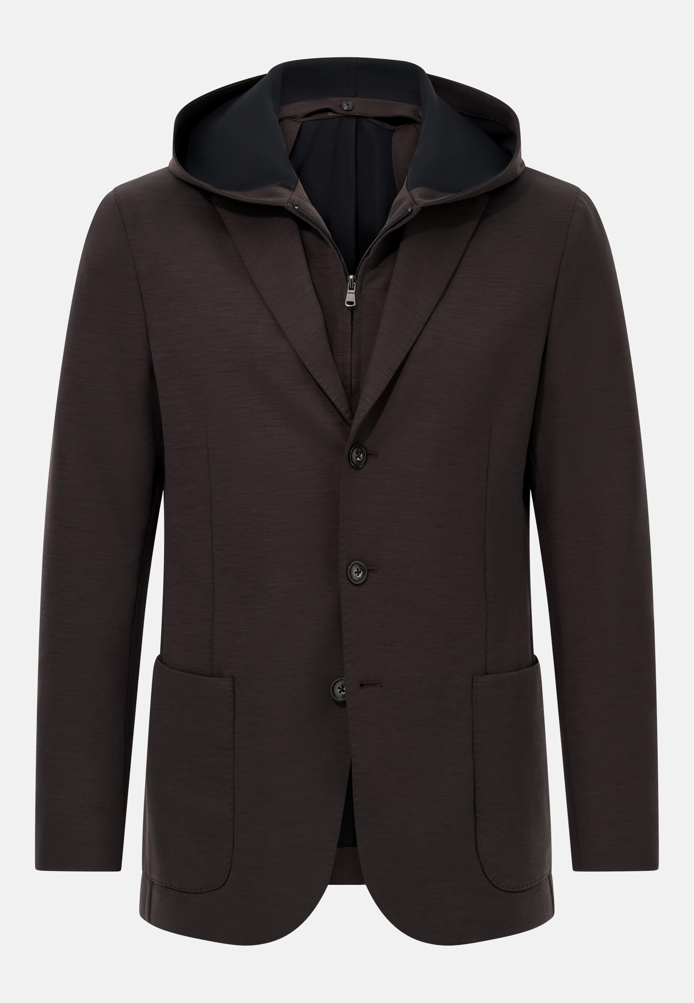 Madison Sweatshirt Jacket in a Wool Blend Brown, Brown, medium