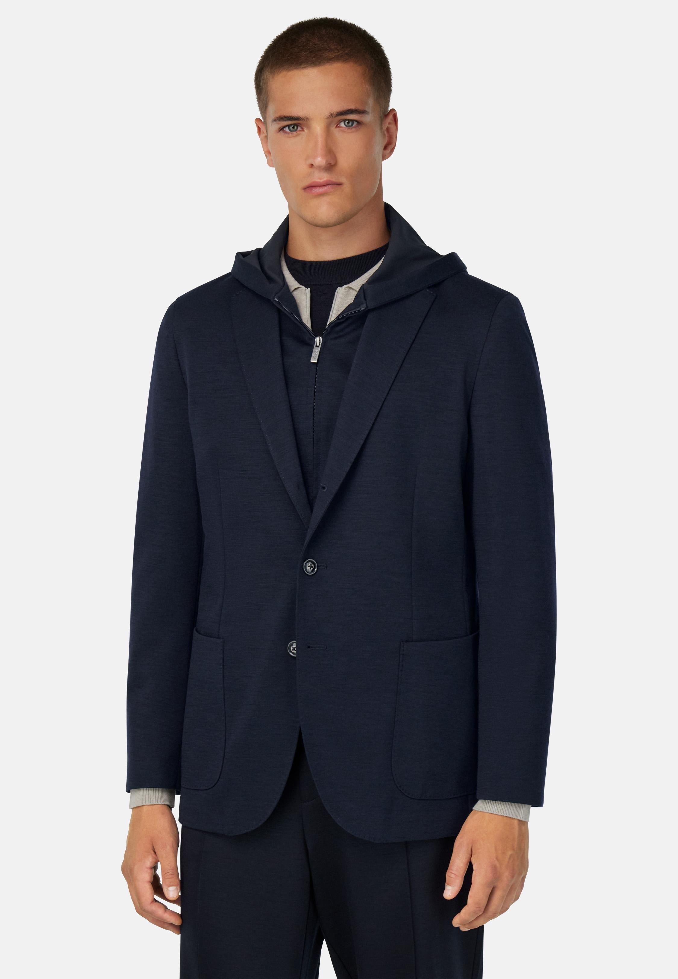 Madison Sweatshirt Jacket in a Wool Blend Blue, Navy blue, medium
