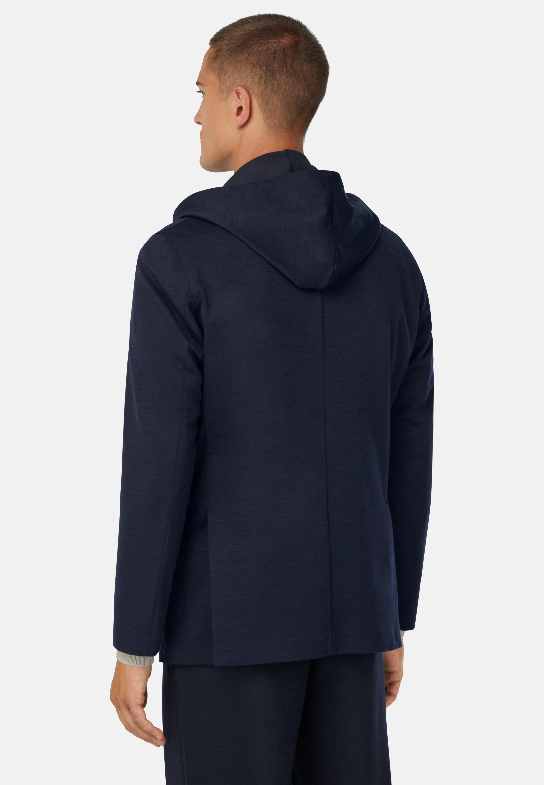 Madison Sweatshirt Jacket in a Wool Blend Blue, Navy blue, medium
