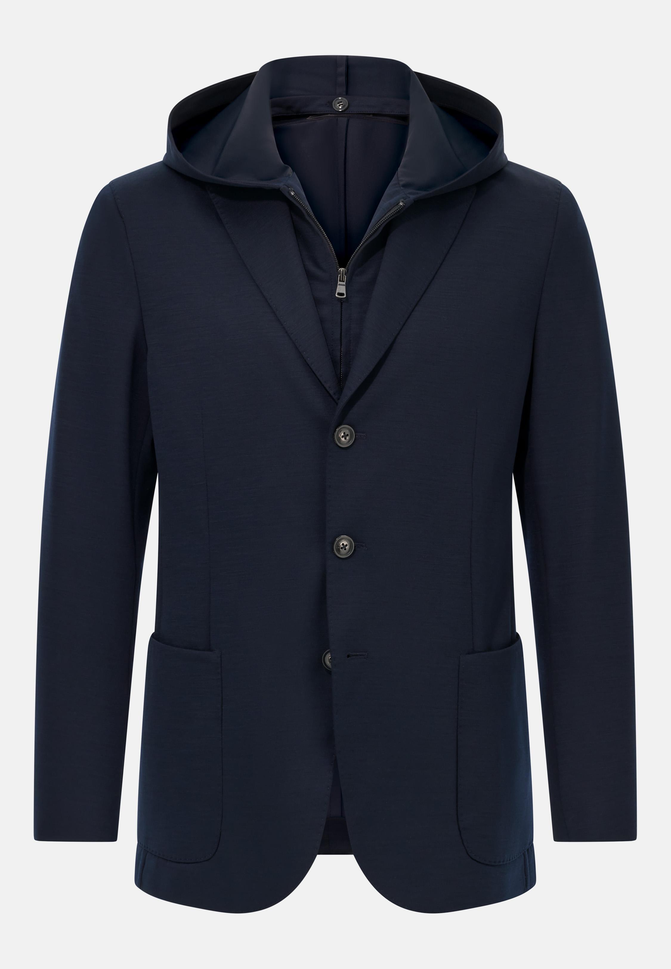Madison Sweatshirt Jacket in a Wool Blend Blue, Navy blue, large image number 3
