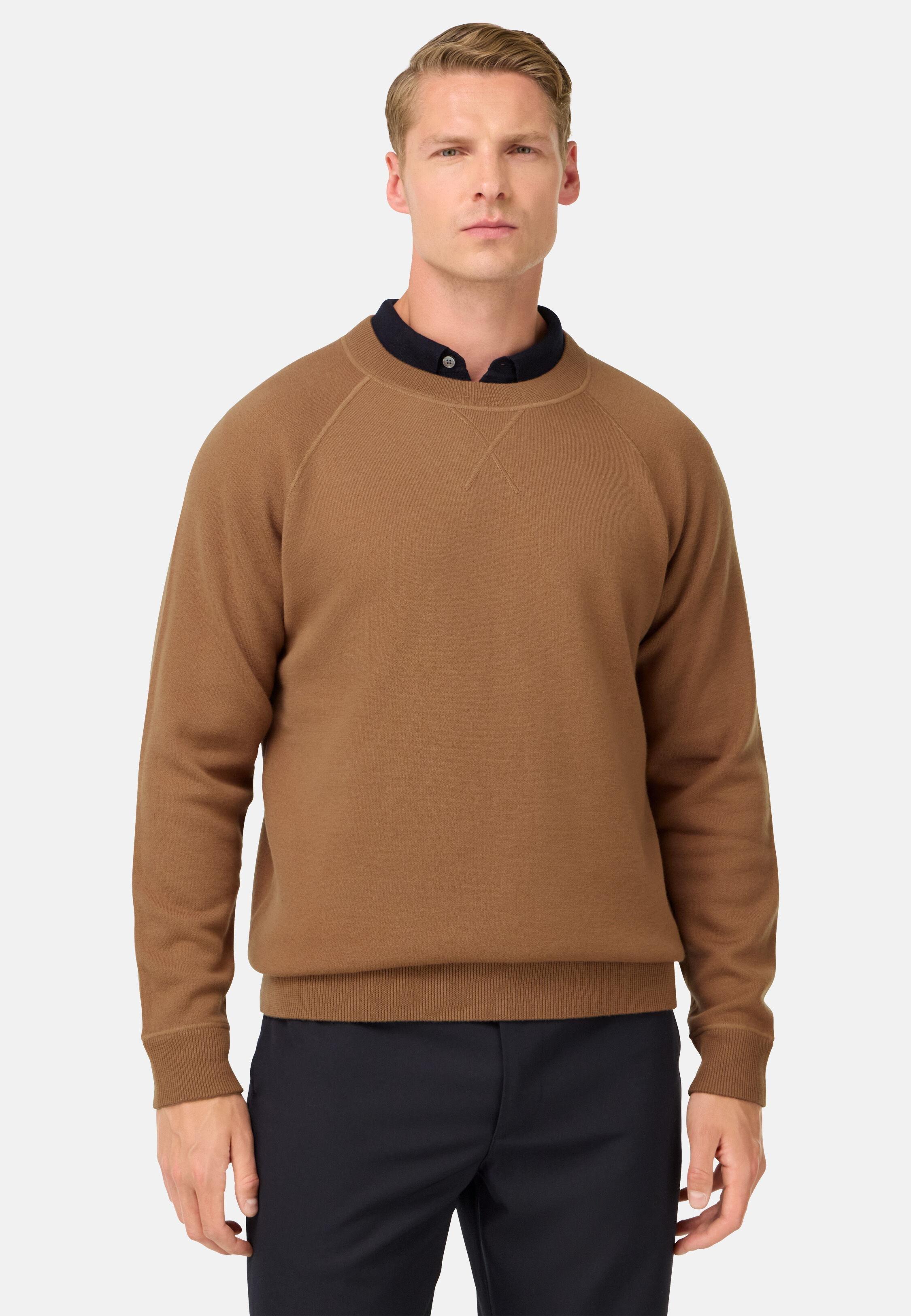 Crew Neck Jumper in Wool and Cashmere Brown, 3901_HAZE, medium