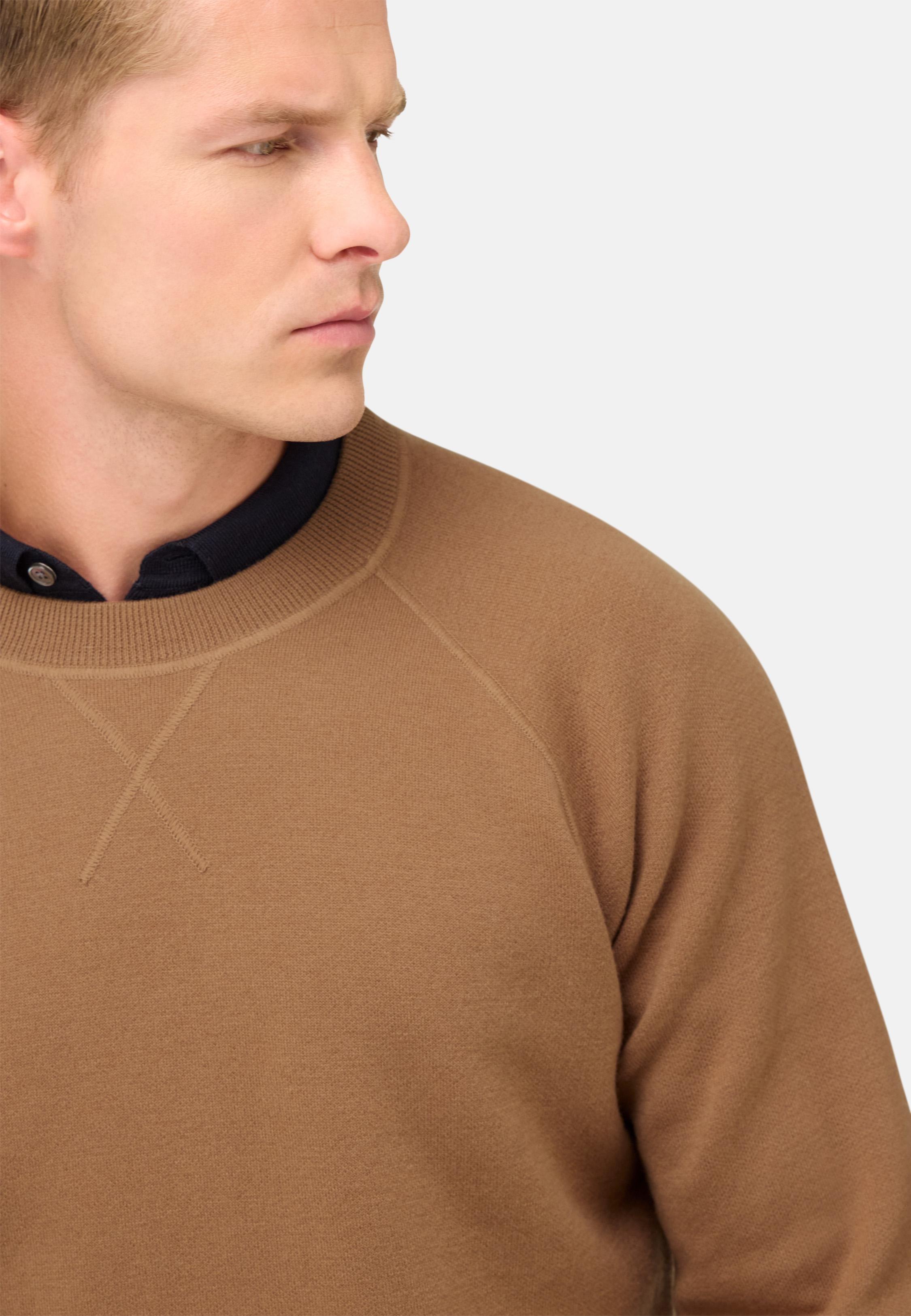 Crew Neck Jumper in Wool and Cashmere Brown, Hazelnut, medium