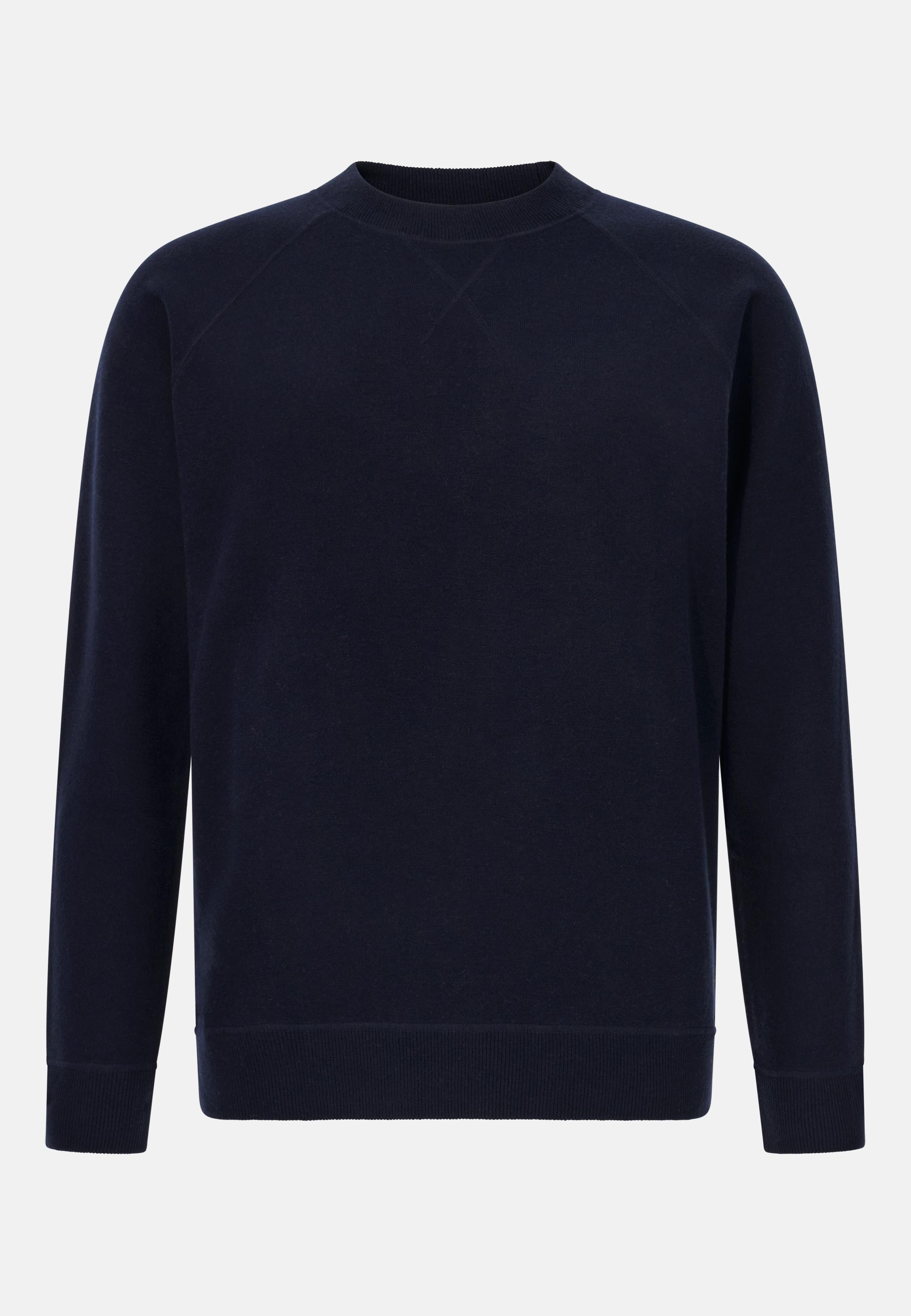 Crew Neck Jumper in Wool and Cashmere Blue, , large image number 3