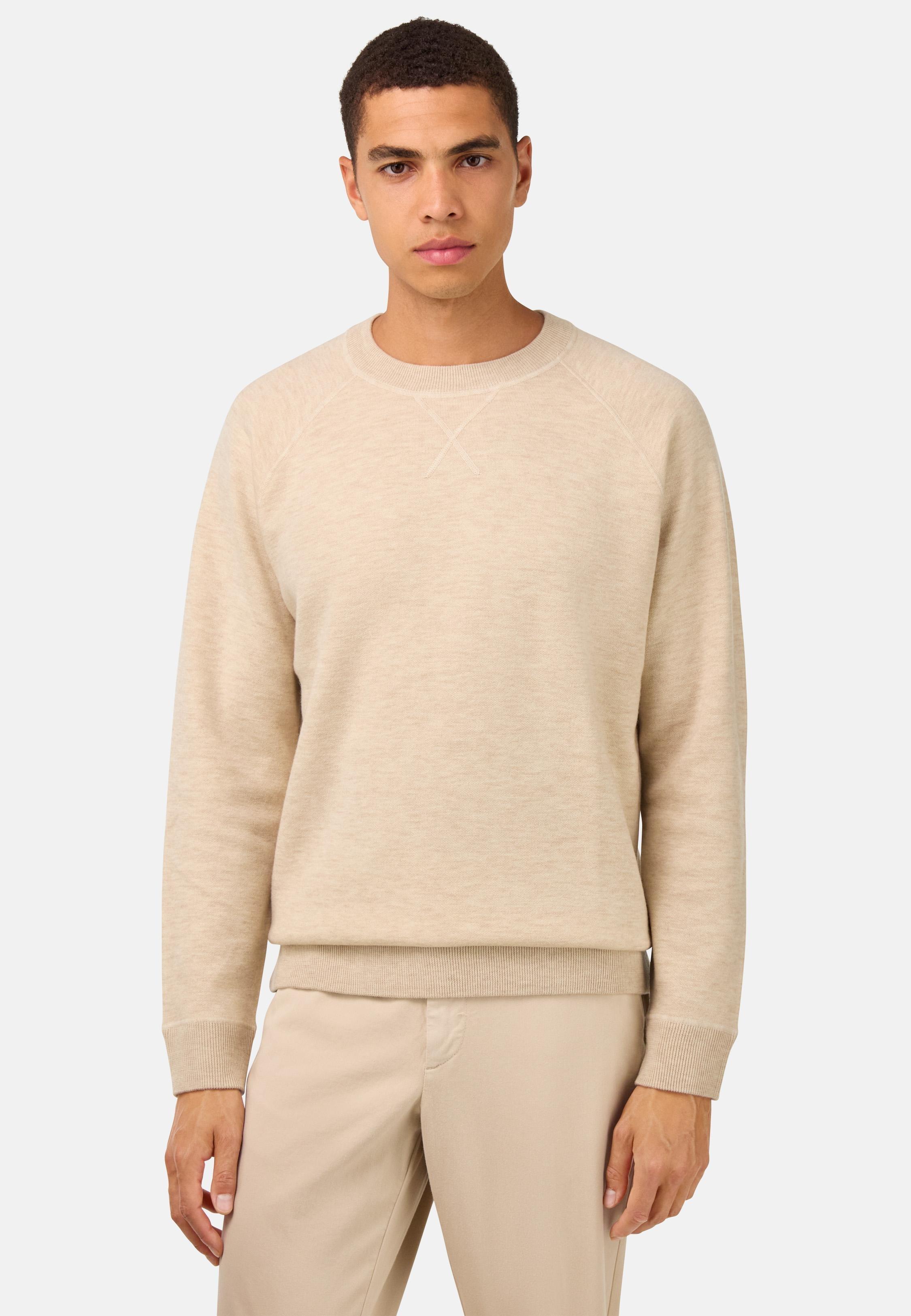 Crew Neck Jumper in Wool and Cashmere Beige, Sand, medium