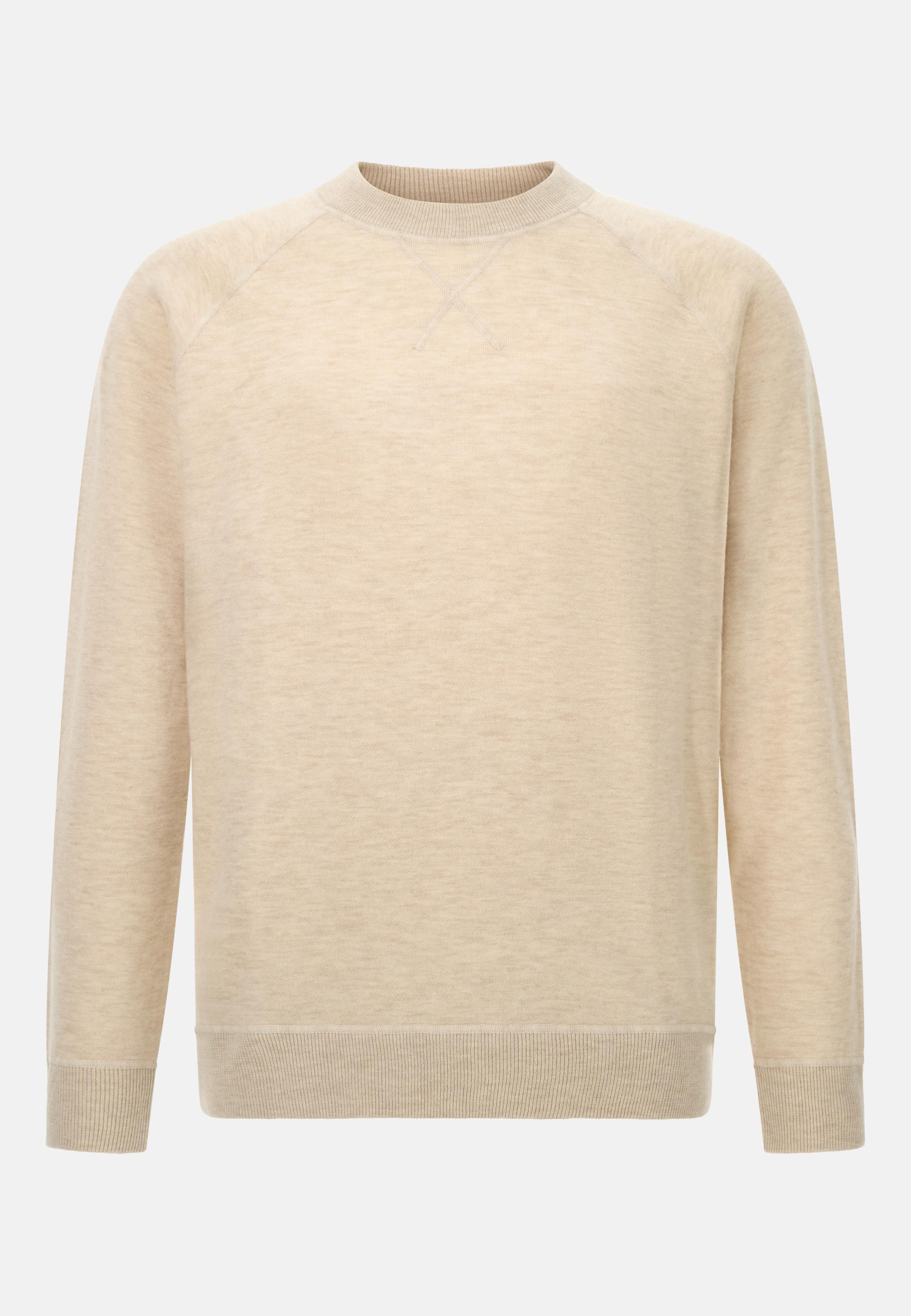 Crew Neck Jumper in Wool and Cashmere Beige, , large image number 3