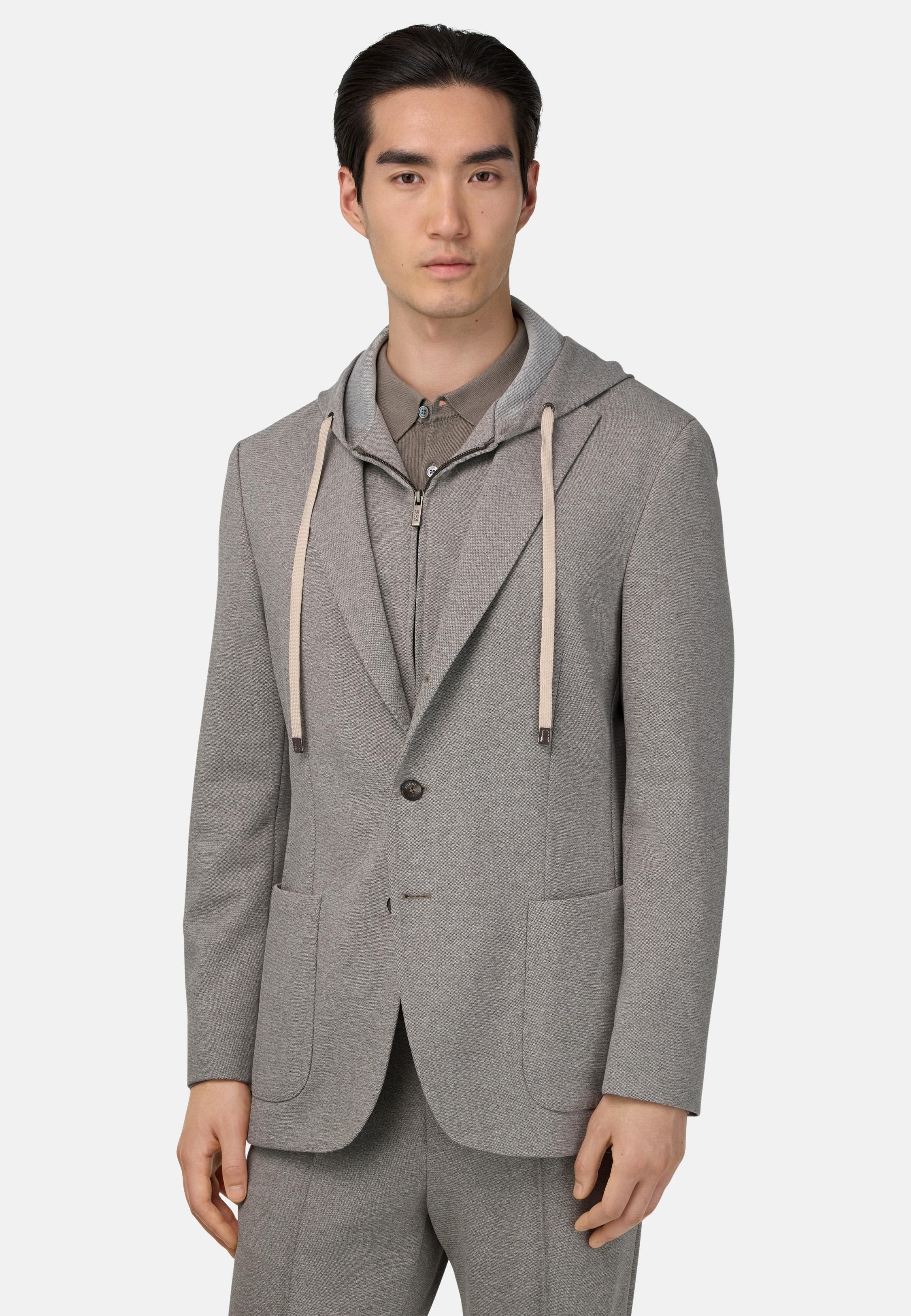 Madison Sweatshirt Jacket in a Stretch Cotton Blend Brown, Brown, medium