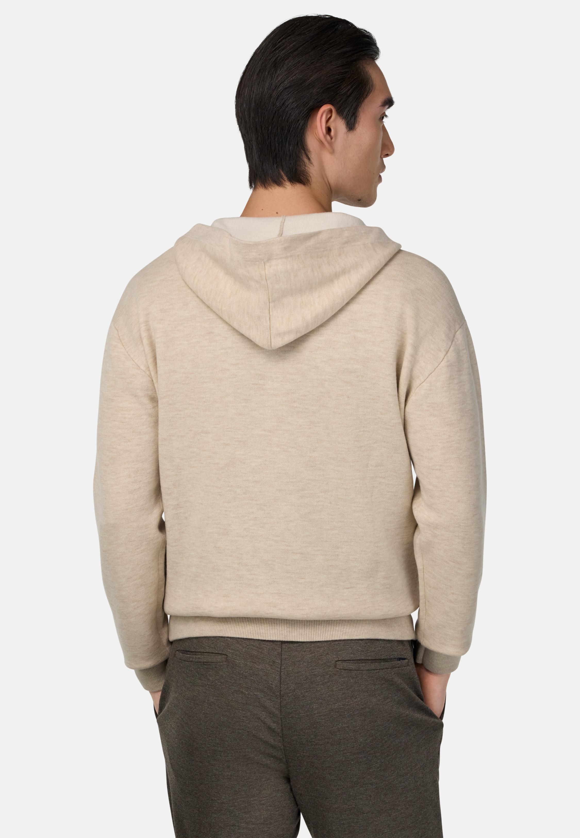 BEIGE Half-Zip Hoodie in Wool and Cashmere, , large image number 1