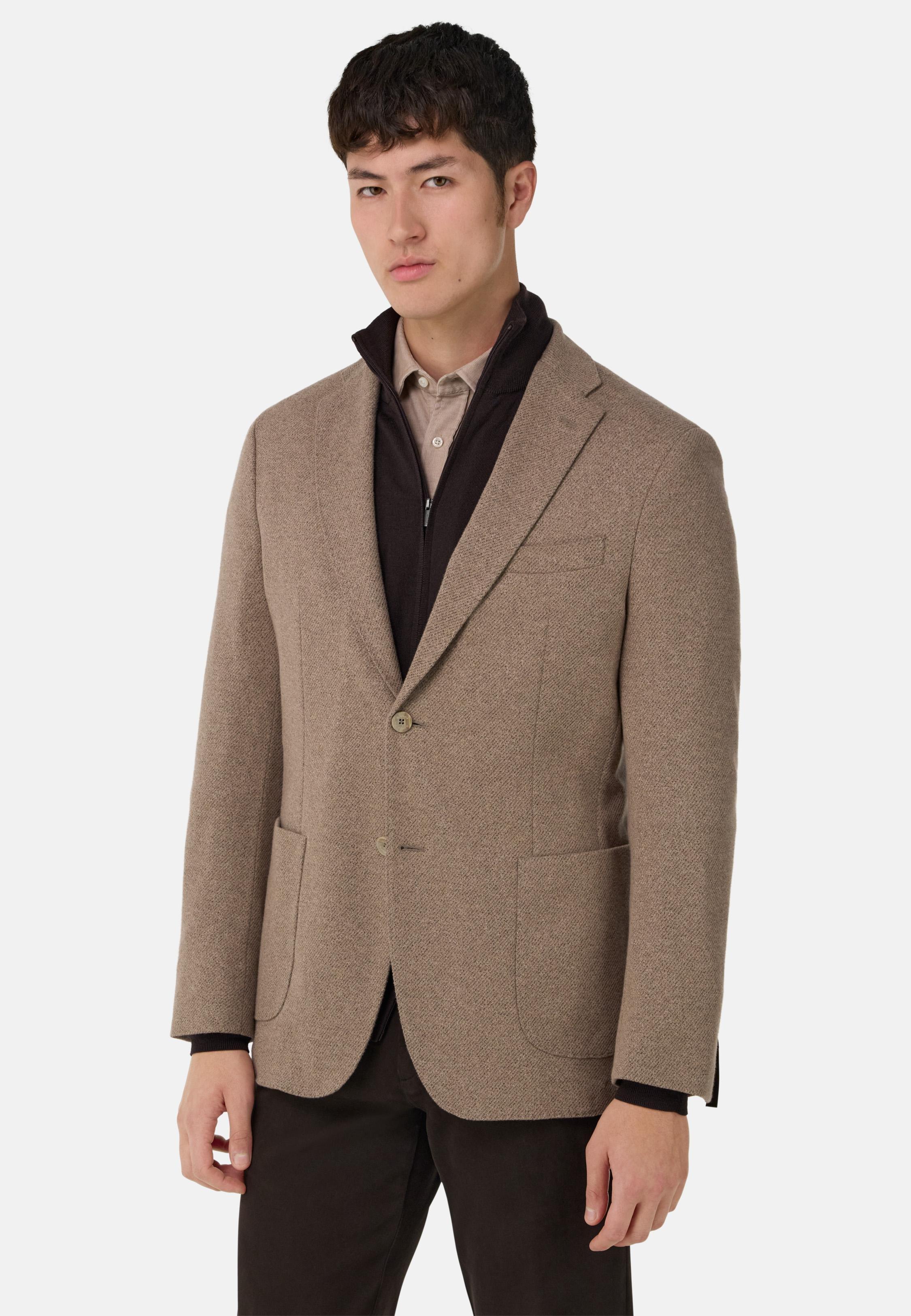 B Jersey Diagonal Jacket In A Cotton Blend Brown, Taupe, large image number 0