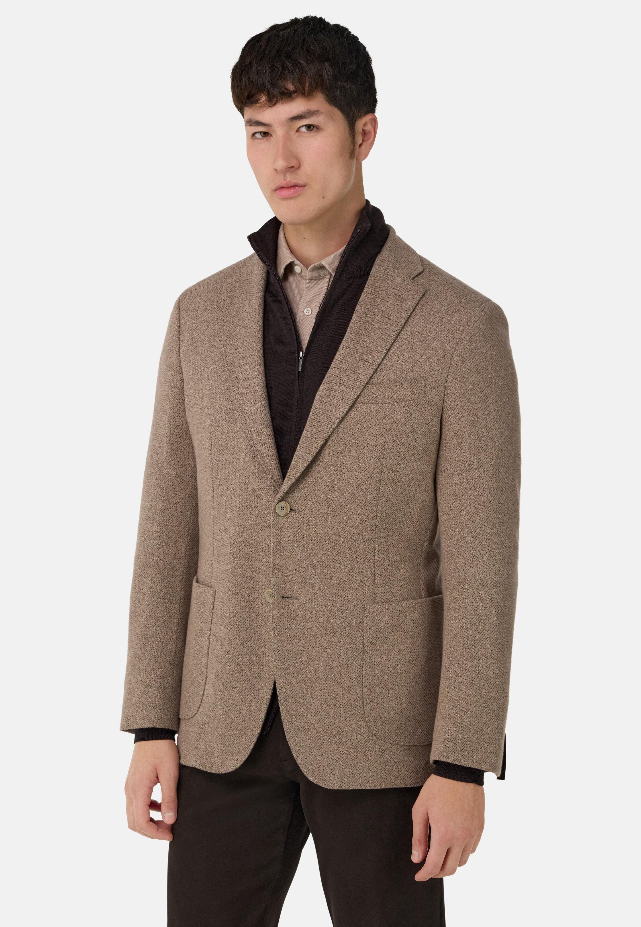 B Jersey Diagonal Jacket In A Cotton Blend Brown, 3901_TAUP, medium