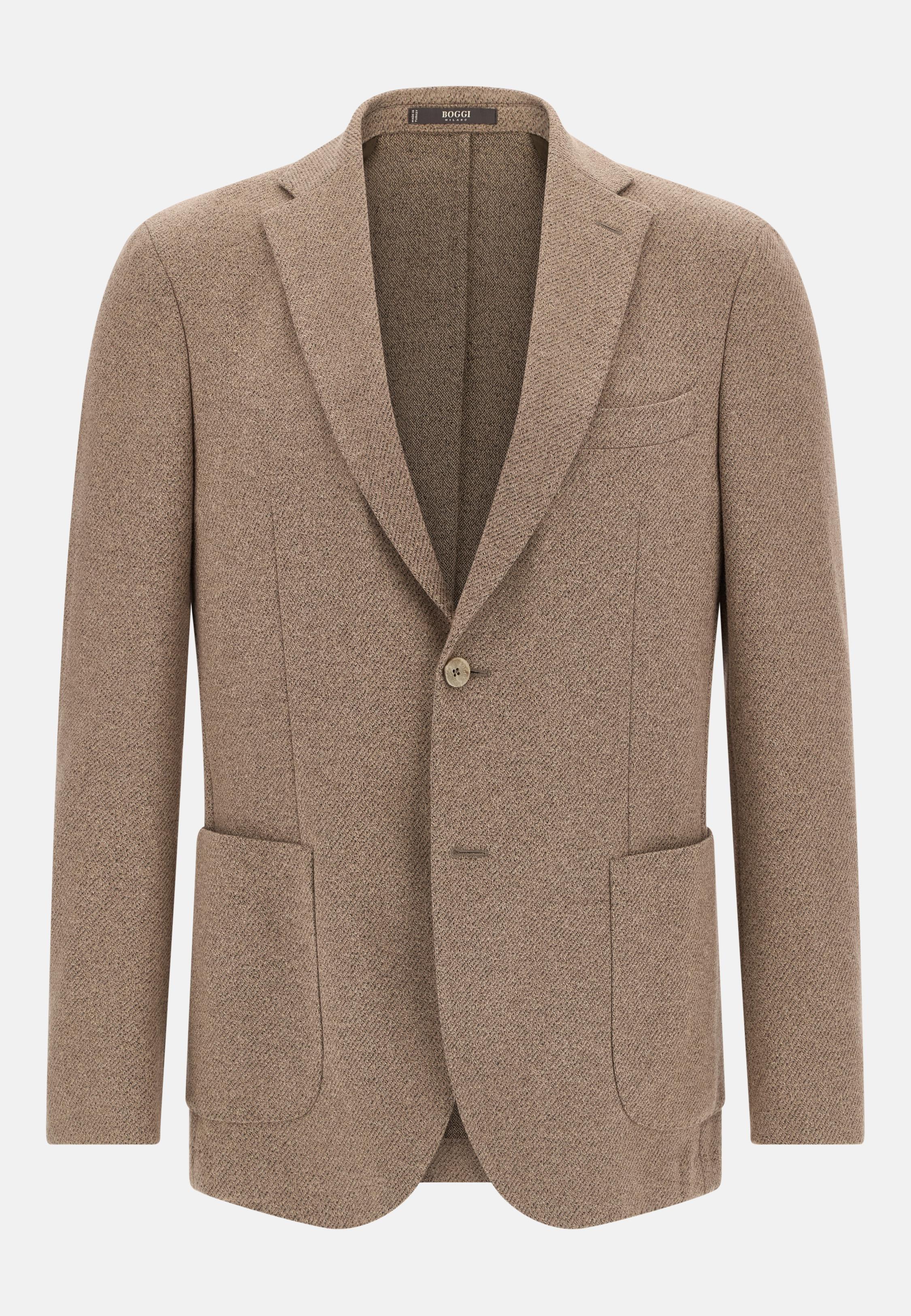 B Jersey Diagonal Jacket In A Cotton Blend Brown, Taupe, large image number 3