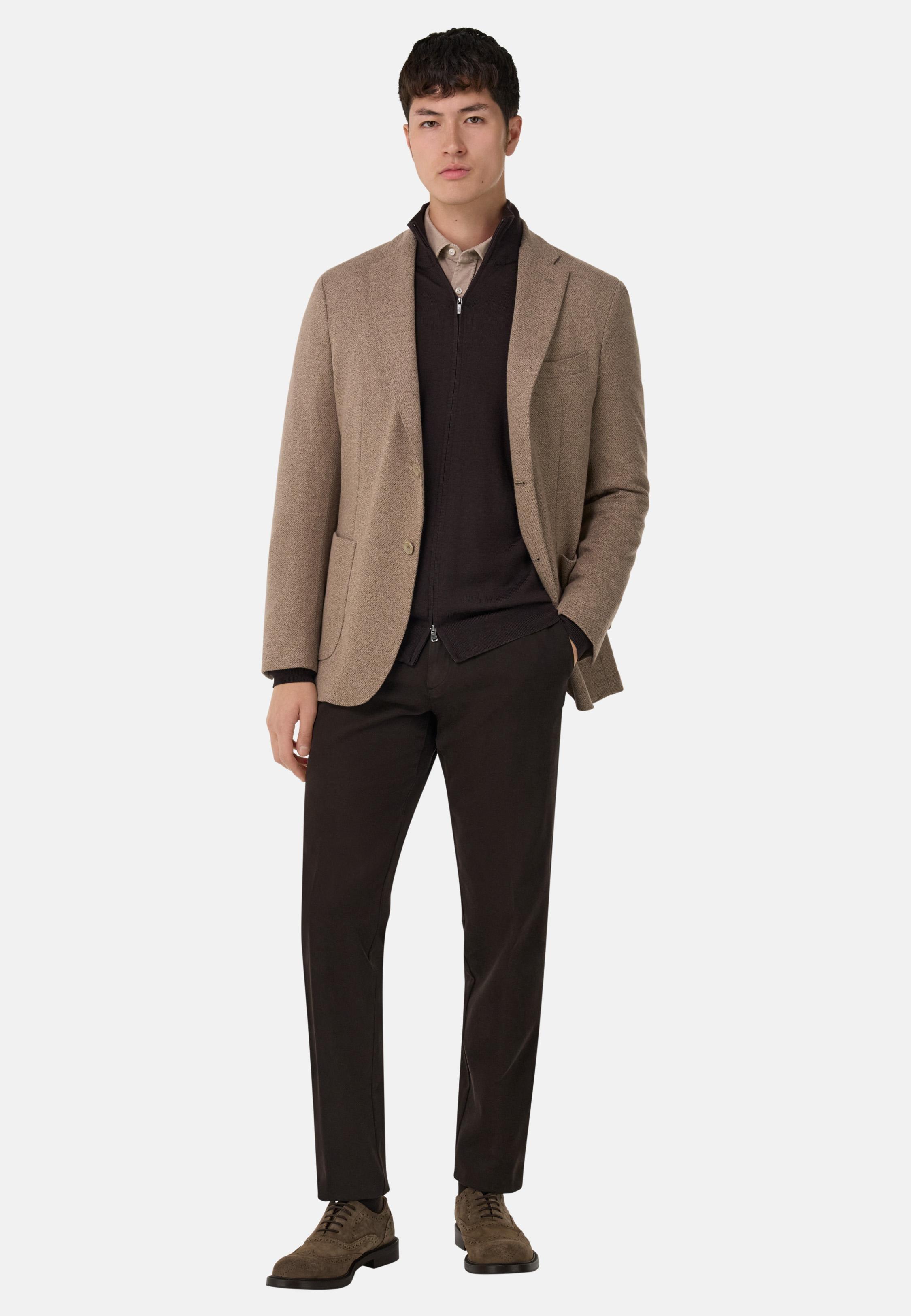 B Jersey Diagonal Jacket In A Cotton Blend Brown, Taupe, large image number 4