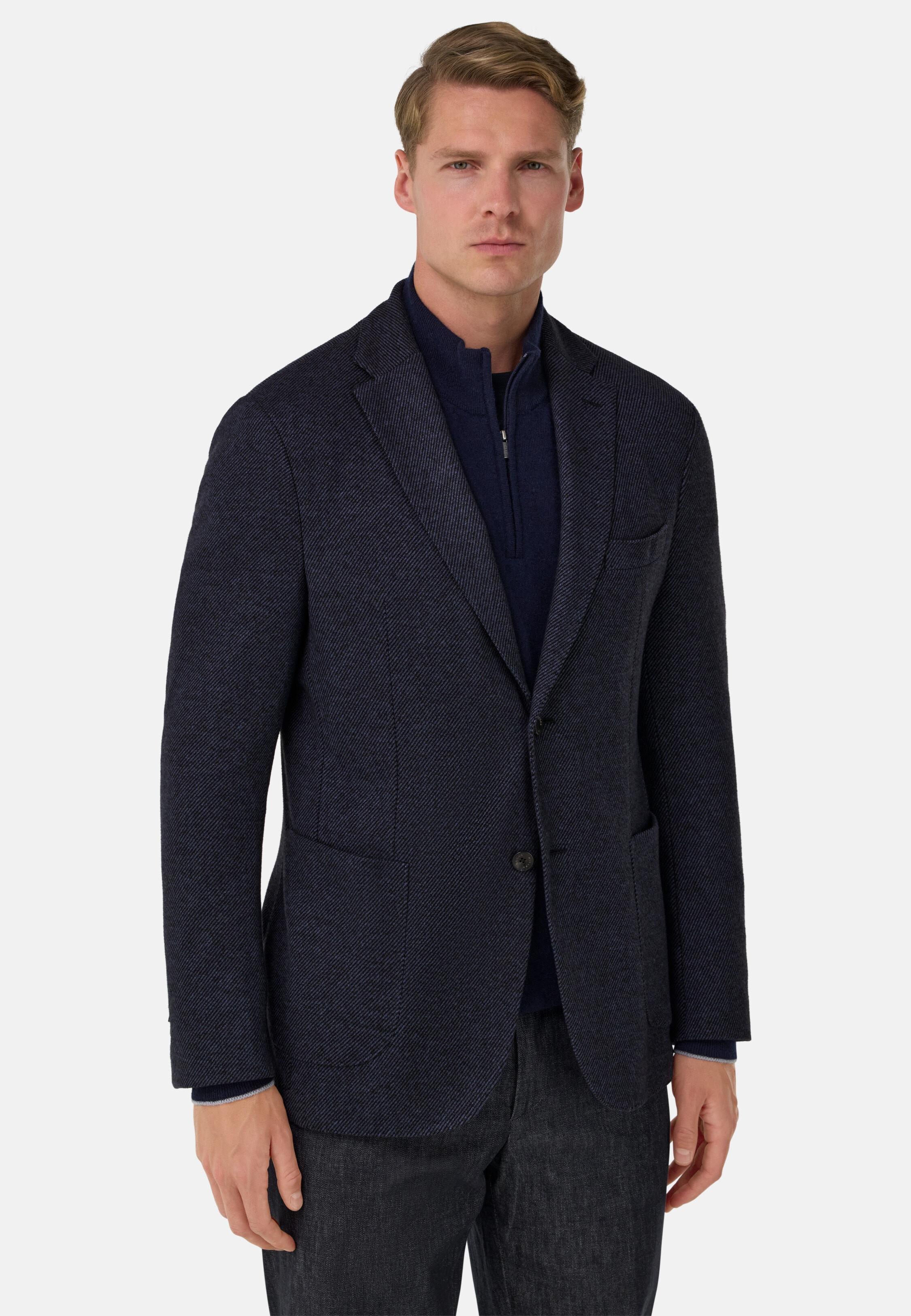 B Jersey Diagonal Jacket in a Cotton Blend Blue, 3901_BLUE, large image number 1
