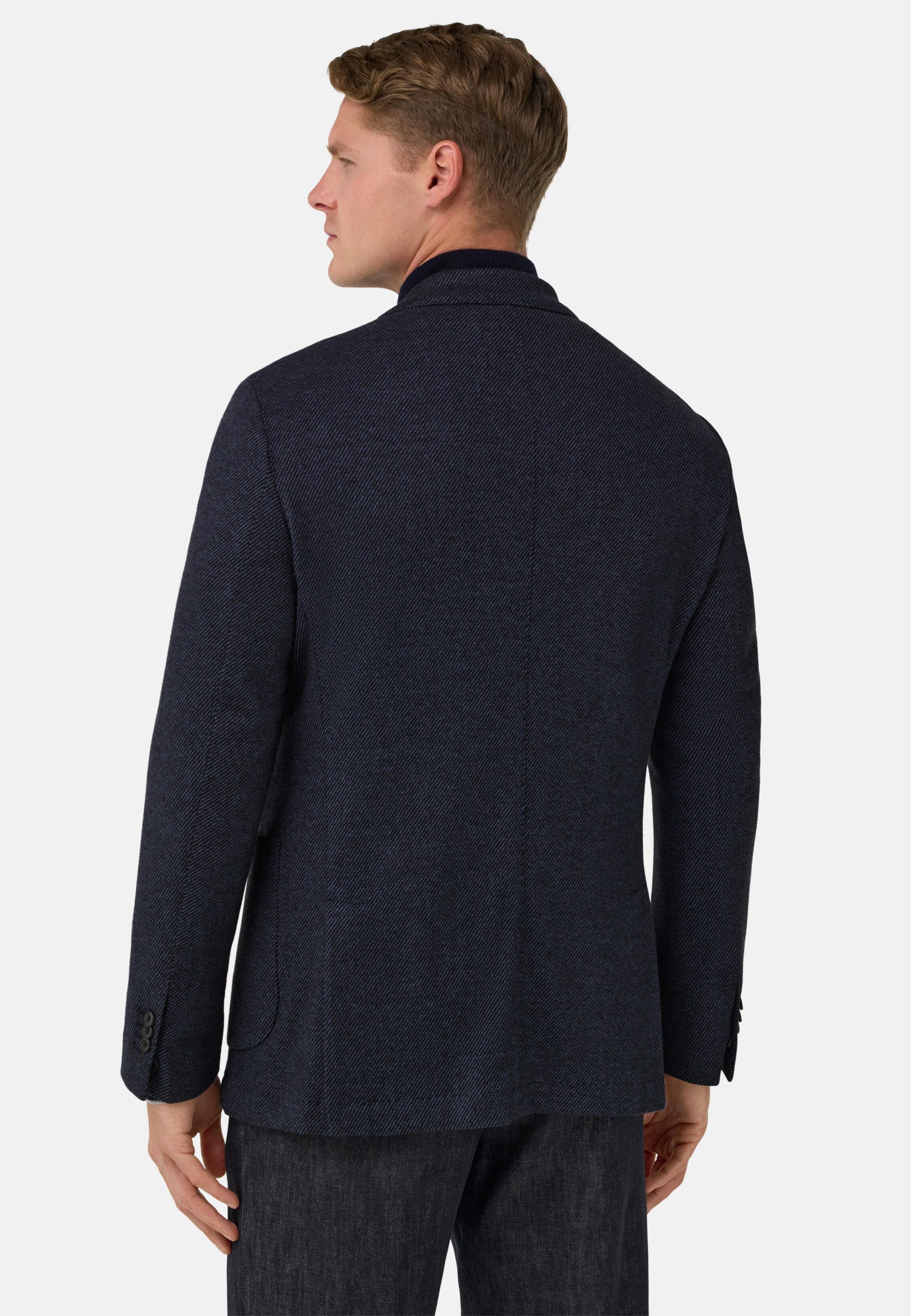 B Jersey Diagonal Jacket in a Cotton Blend Blue, 3901_BLUE, large image number 3