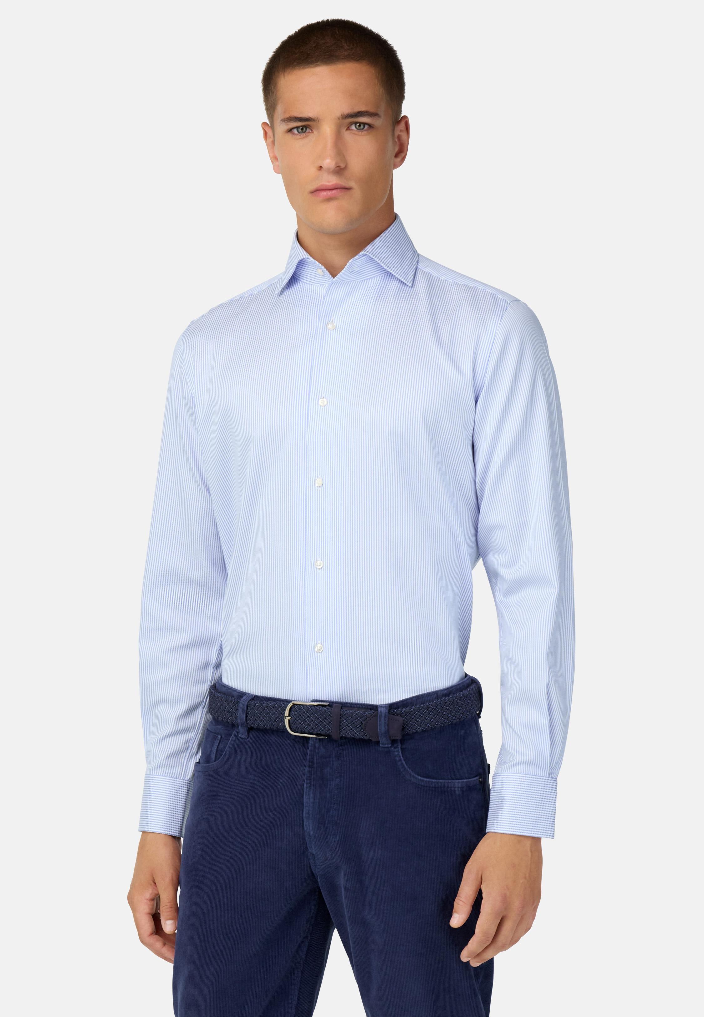 Regular Fit Striped Cotton Shirt Blue, Light Blue, medium