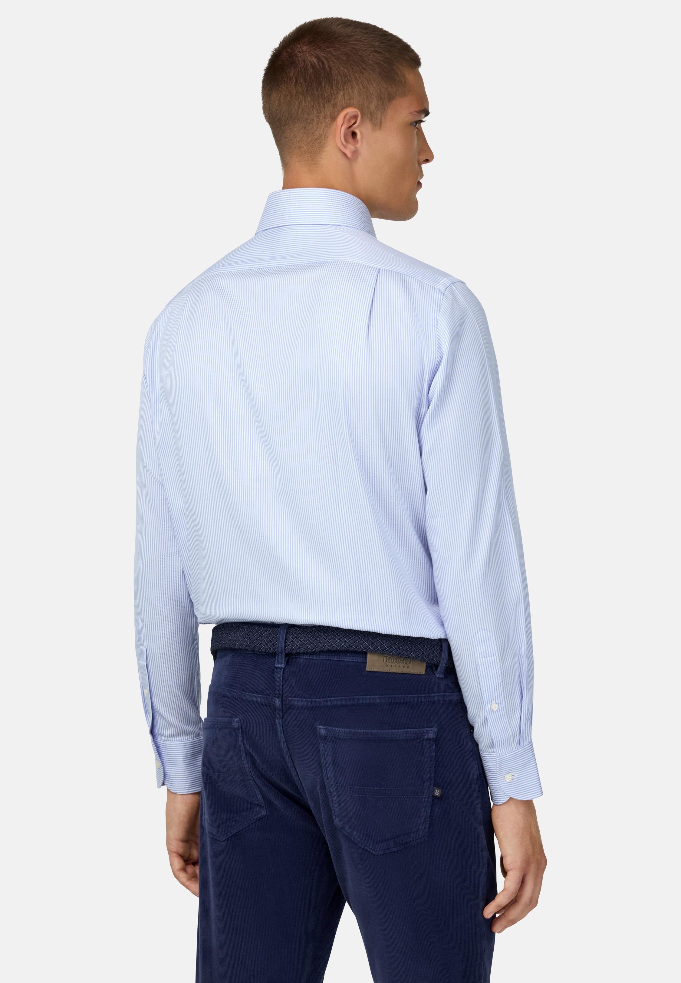 Regular Fit Striped Cotton Shirt Blue, Light Blue, large image number 1