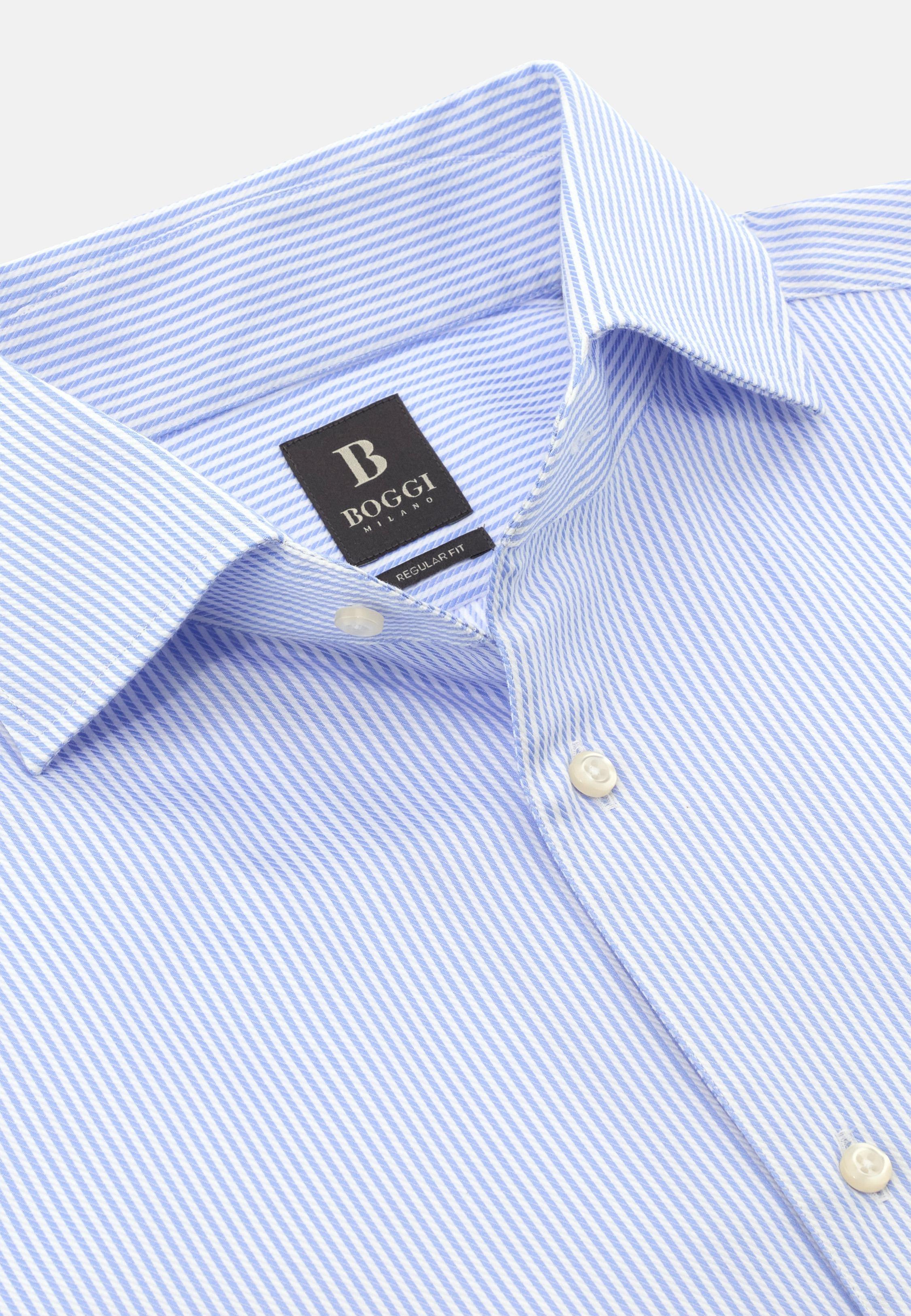 Regular Fit Striped Cotton Shirt Blue, Light Blue, large image number 3