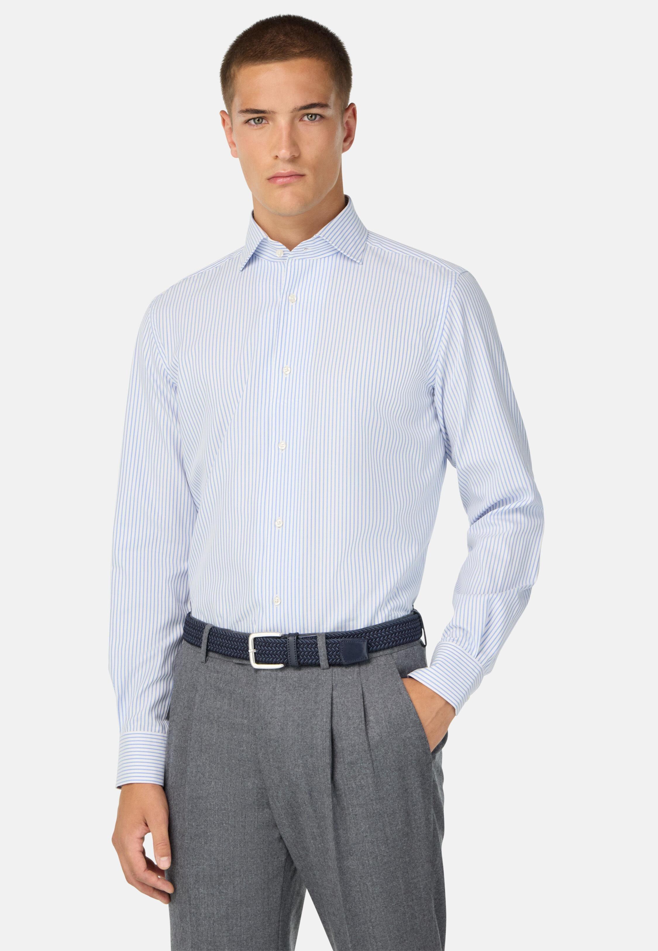 Regular Fit Striped Cotton Shirt Blue, Light Blue, medium