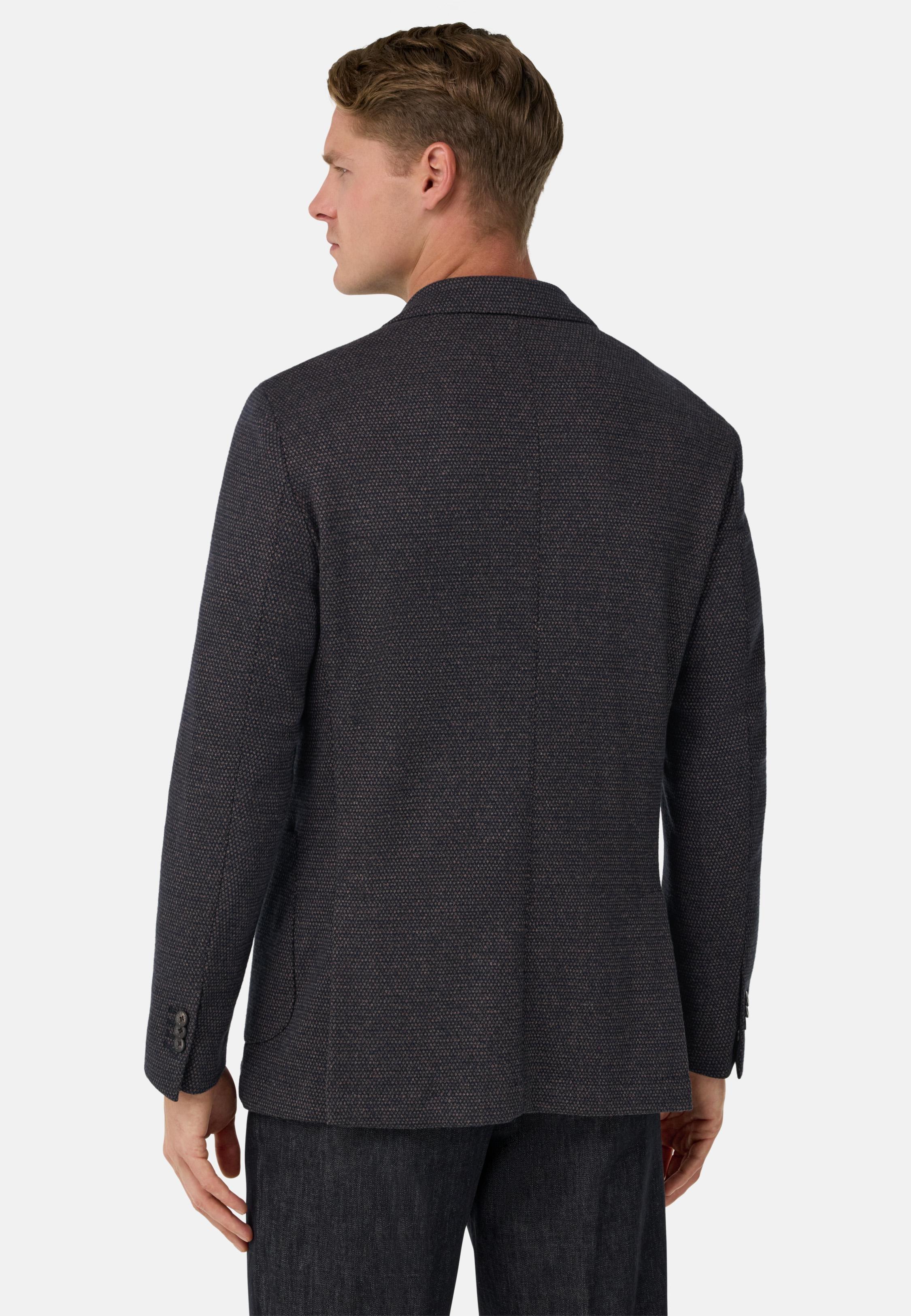 B Jersey Micro Patterned Jacket In A Cotton Blend Blue, Navy blue, medium