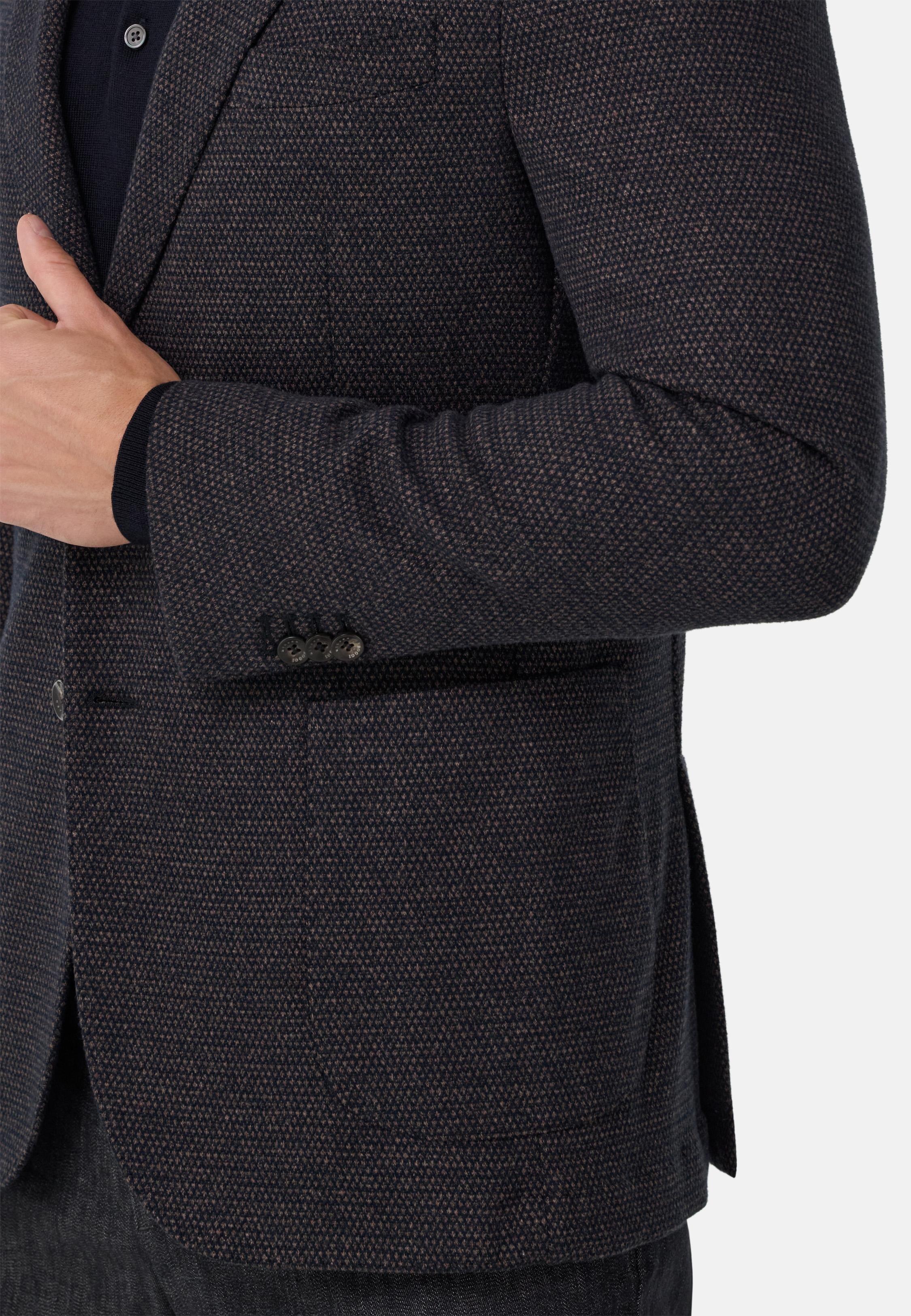 B Jersey Micro Patterned Jacket In A Cotton Blend Blue, Navy blue, medium