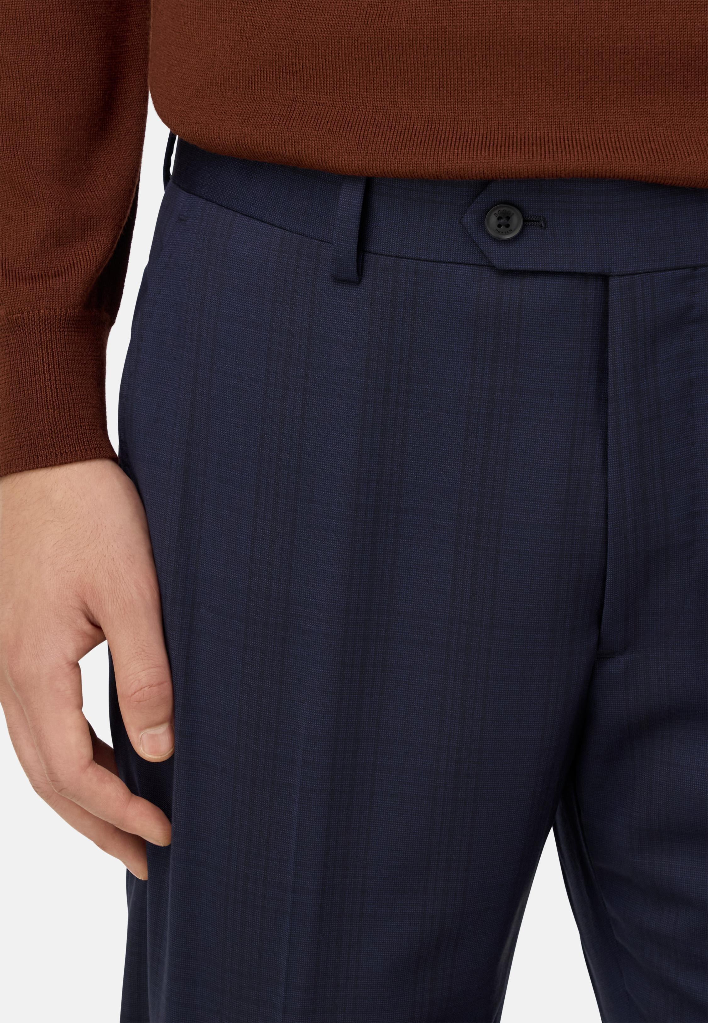 BLUE Prince of Wales Check Natural Stretch Wool Suit, Navy blue, large image number 3