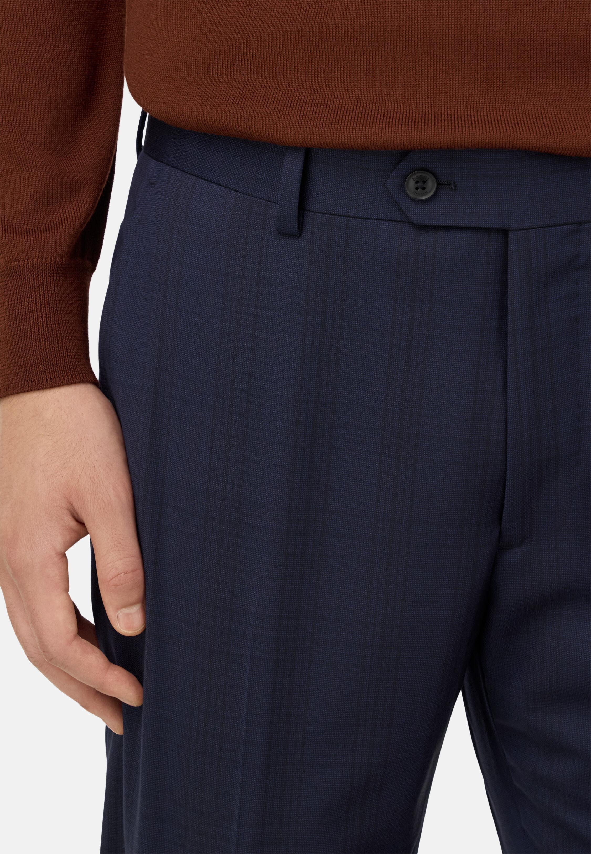 Prince Of Wales Check Natural Stretch Wool Suit Navy, 3901_NAVY, large image number 3