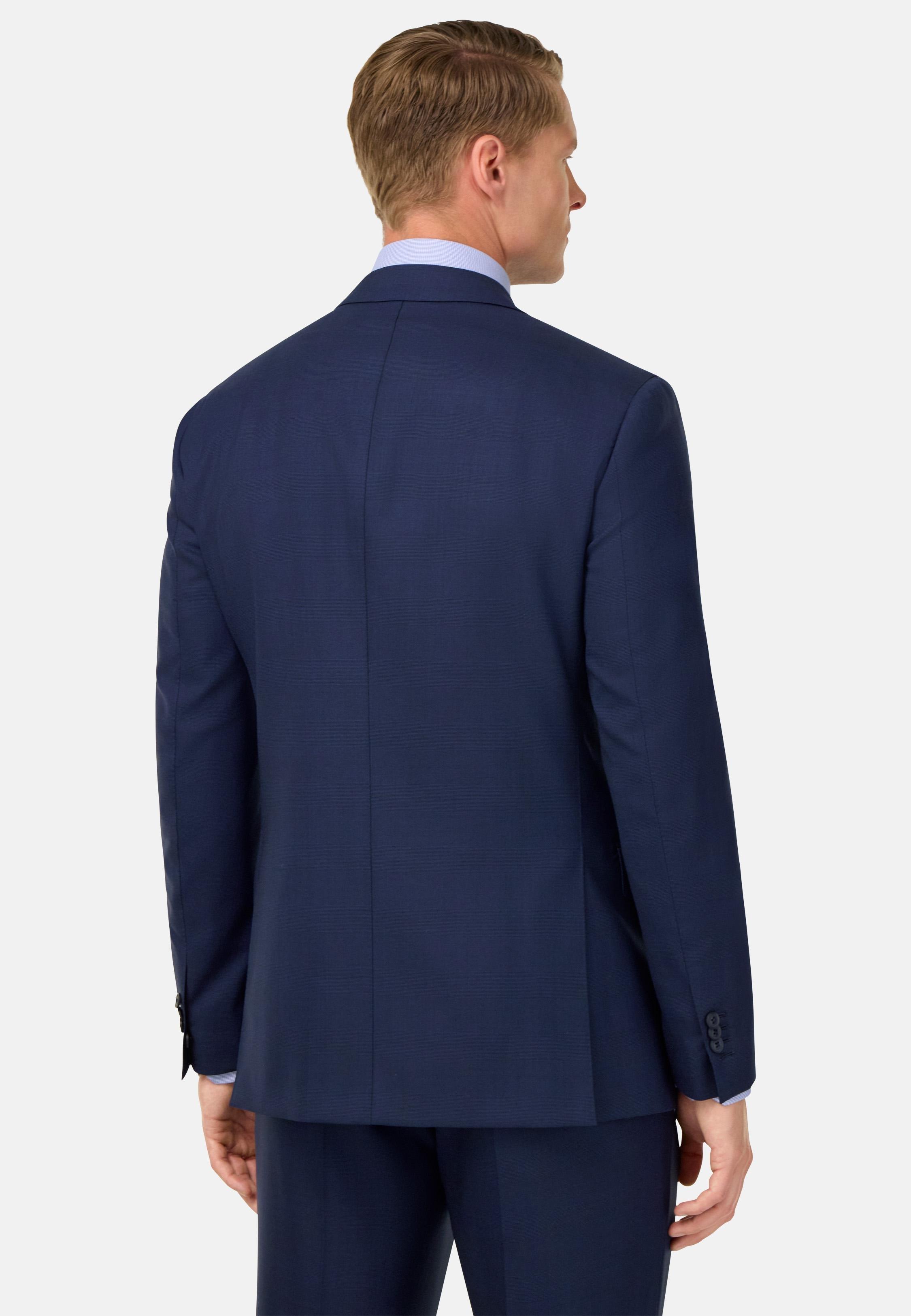 Prince of Wales Check Suit in Pure Wool Blue, Navy blue, medium