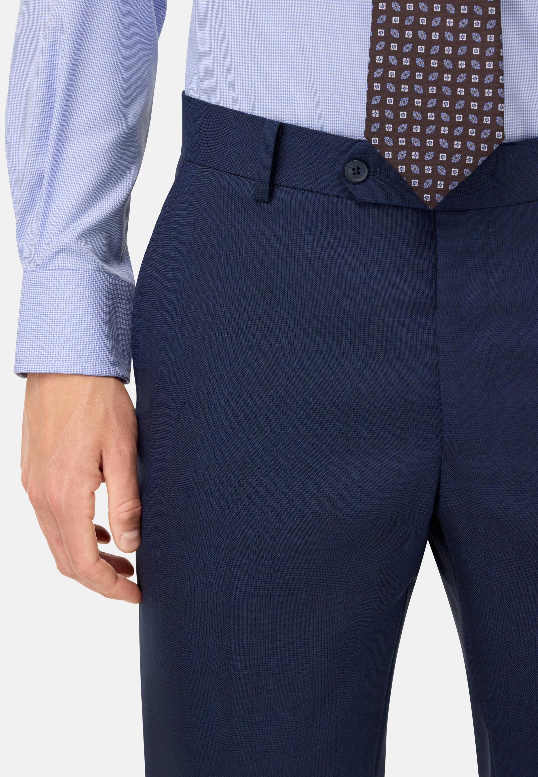 BLUE Prince of Wales Check Suit in Pure Wool, , large image number 3