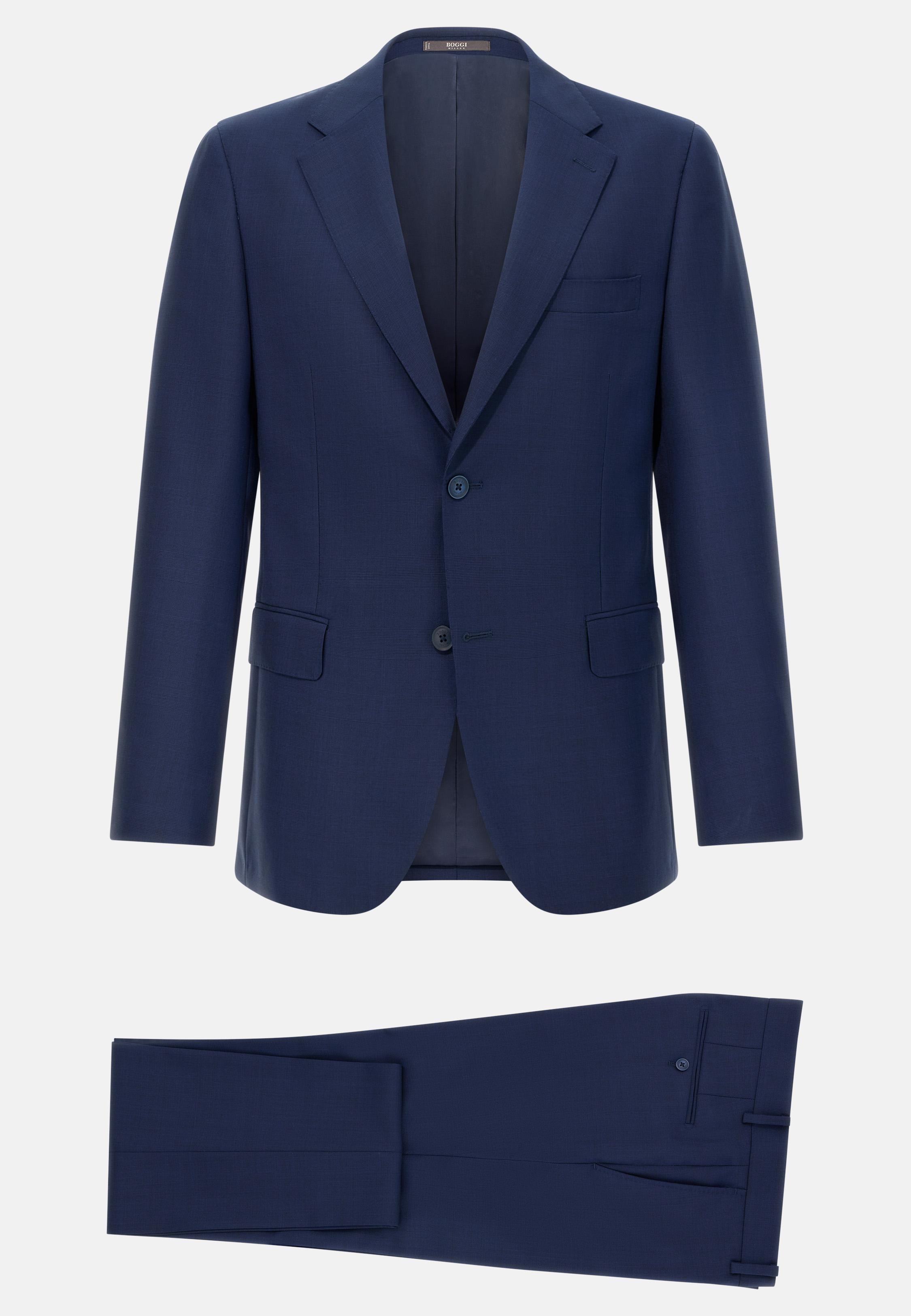 BLUE Prince of Wales Check Suit in Pure Wool, , large image number 4