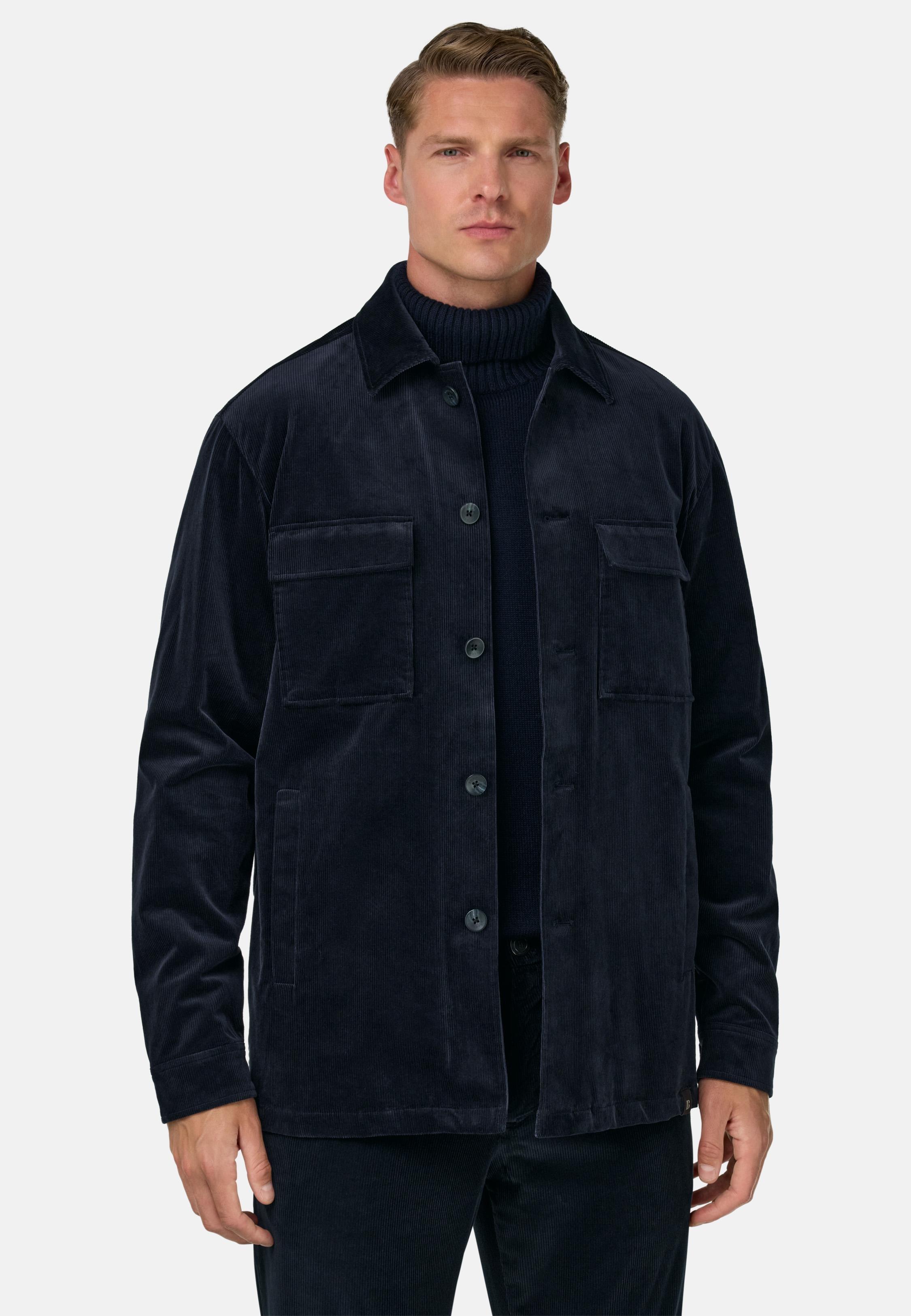 BLUE Link Shirt Jacket in a Cotton Blend, Navy blue, medium